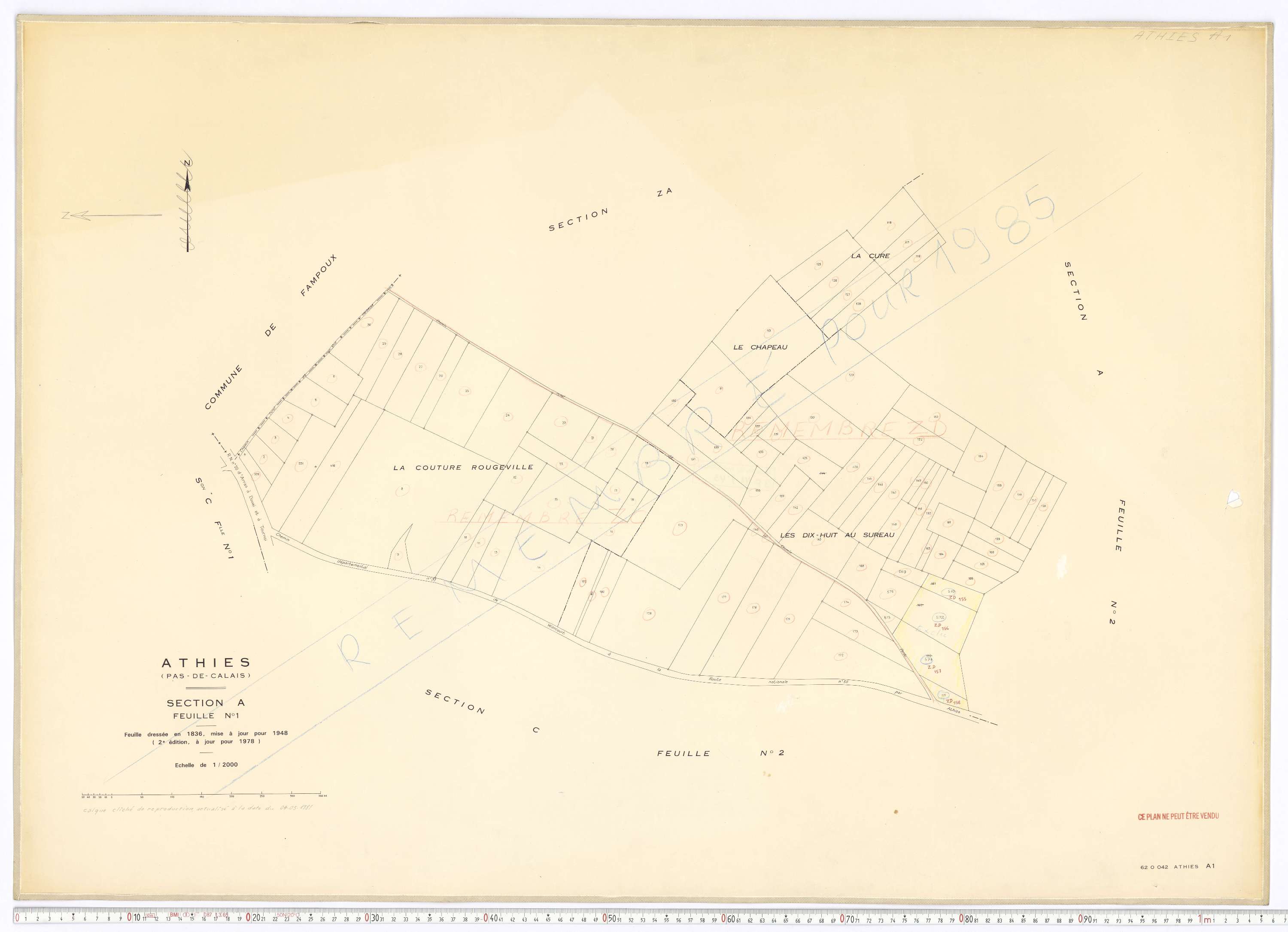 Athies - Section A, feuille 1.