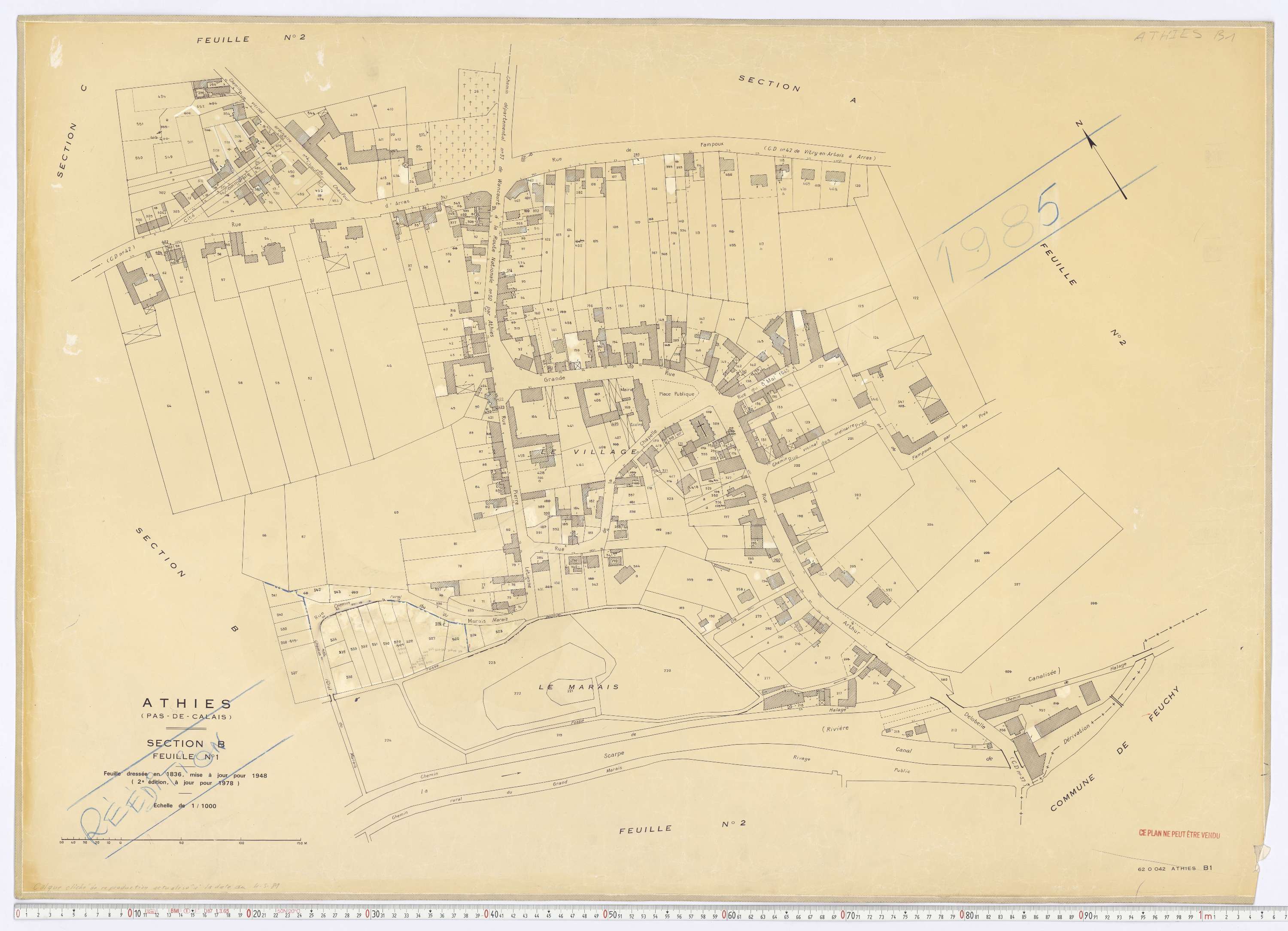 Athies - Section B, feuille 1.