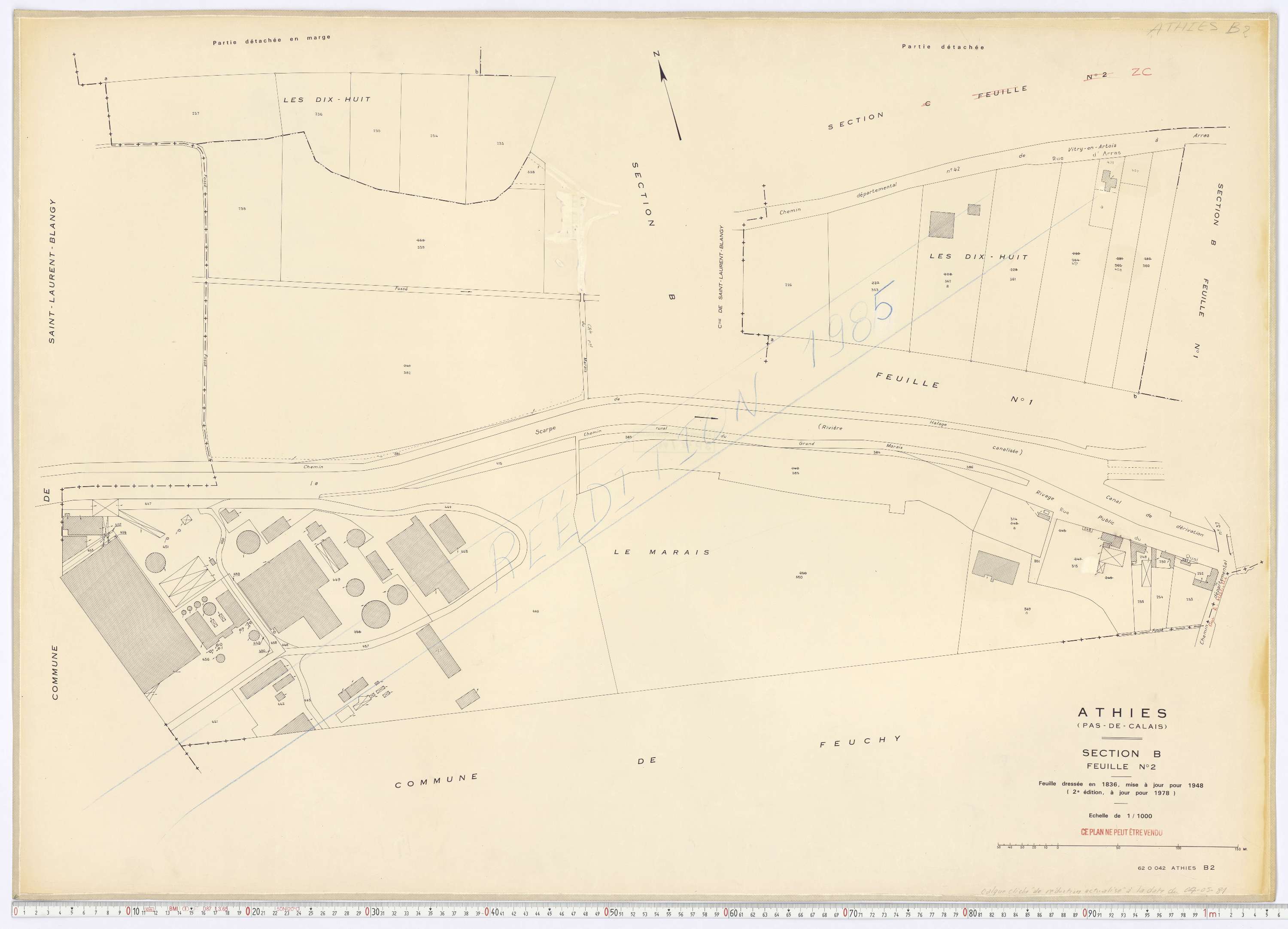 Athies - Section B, feuille 2.