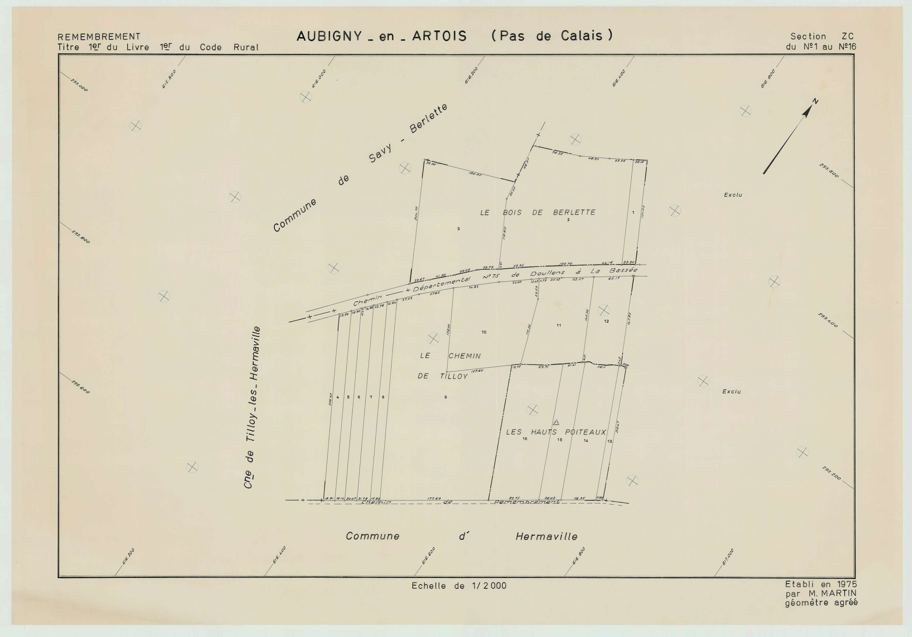 Aubigny-en-Artois - Plan de remembrement : section ZC.