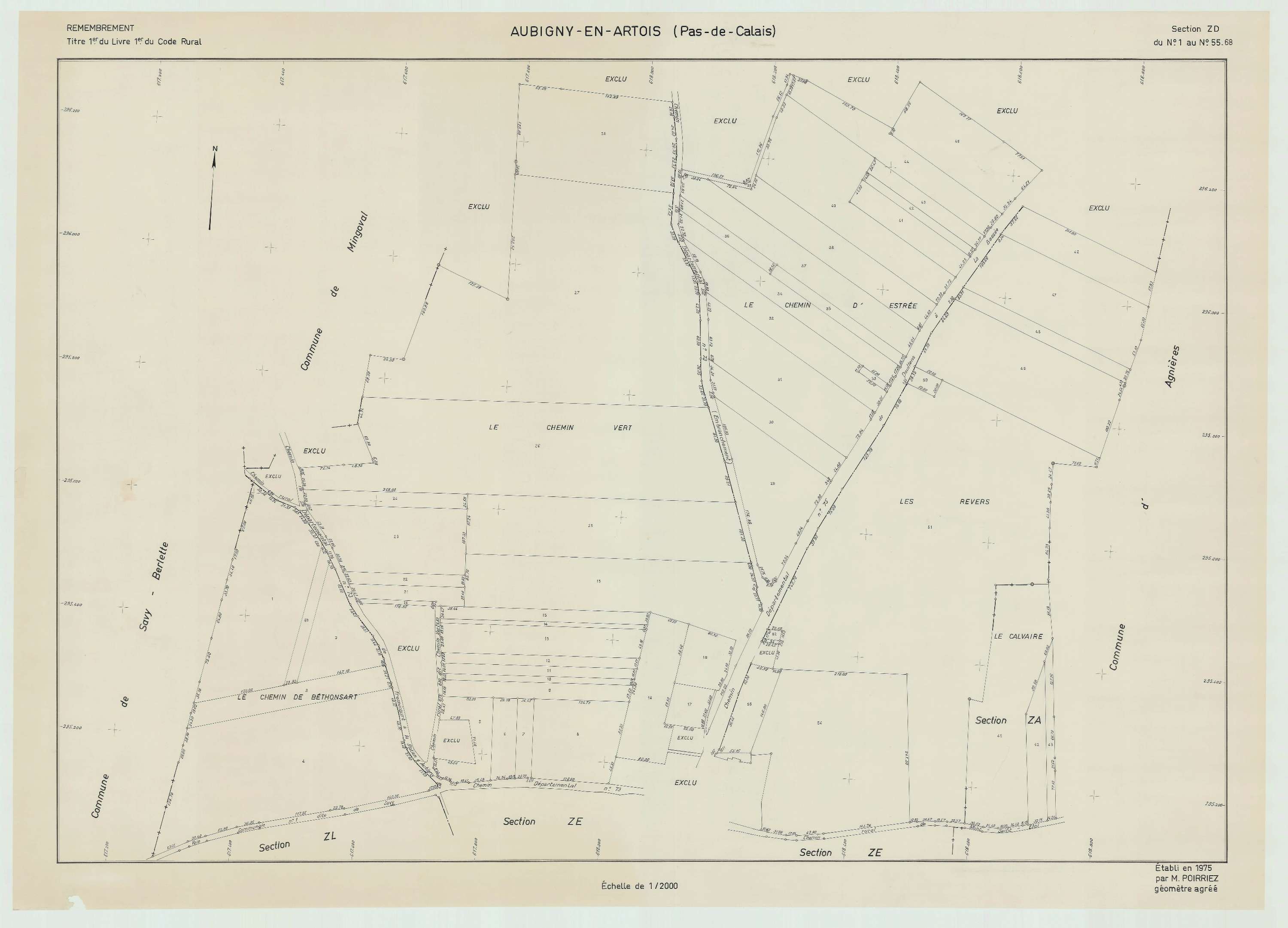Aubigny-en-Artois - Plan de remembrement : section ZD.