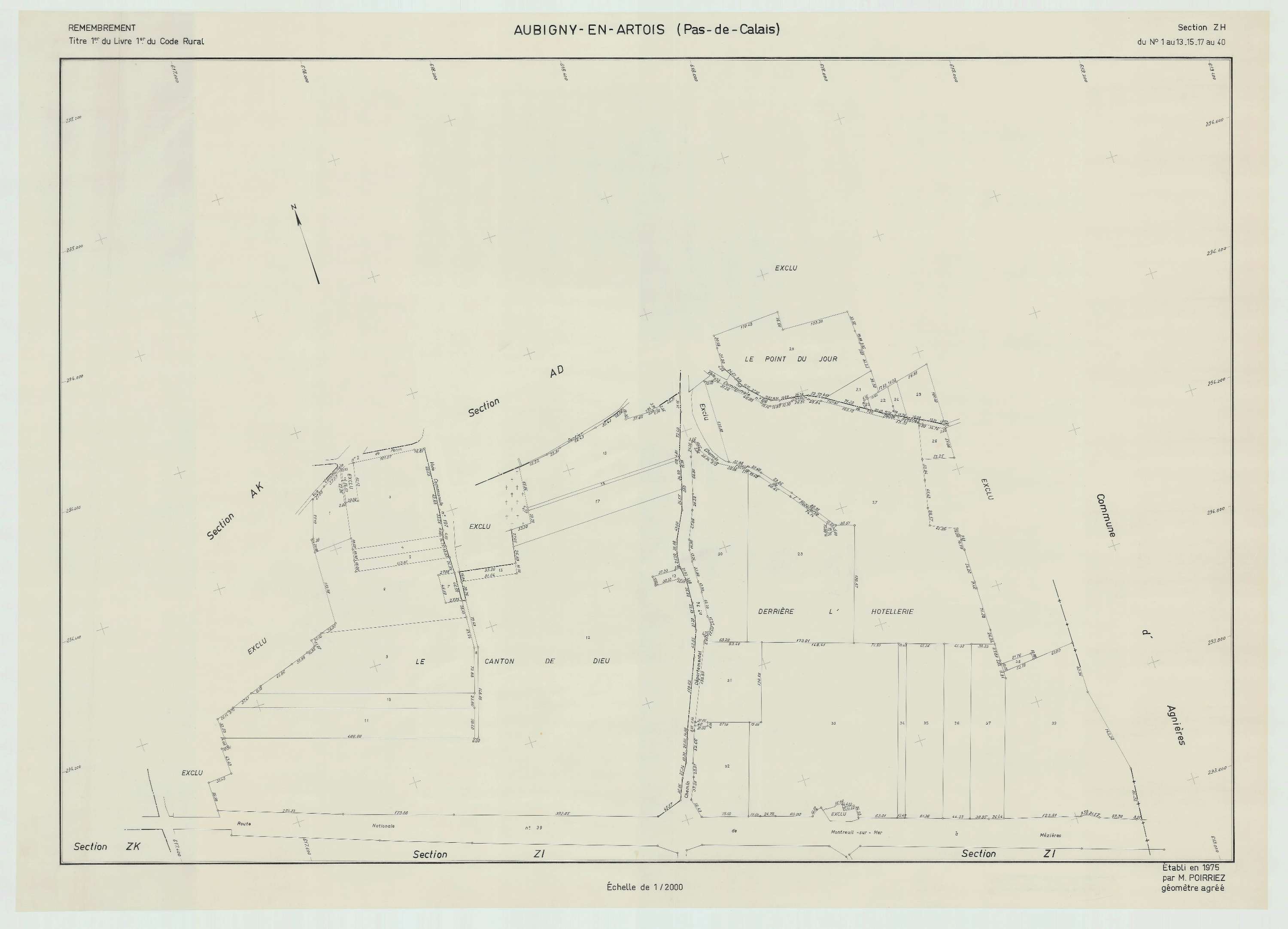 Aubigny-en-Artois - Plan de remembrement : section ZH.