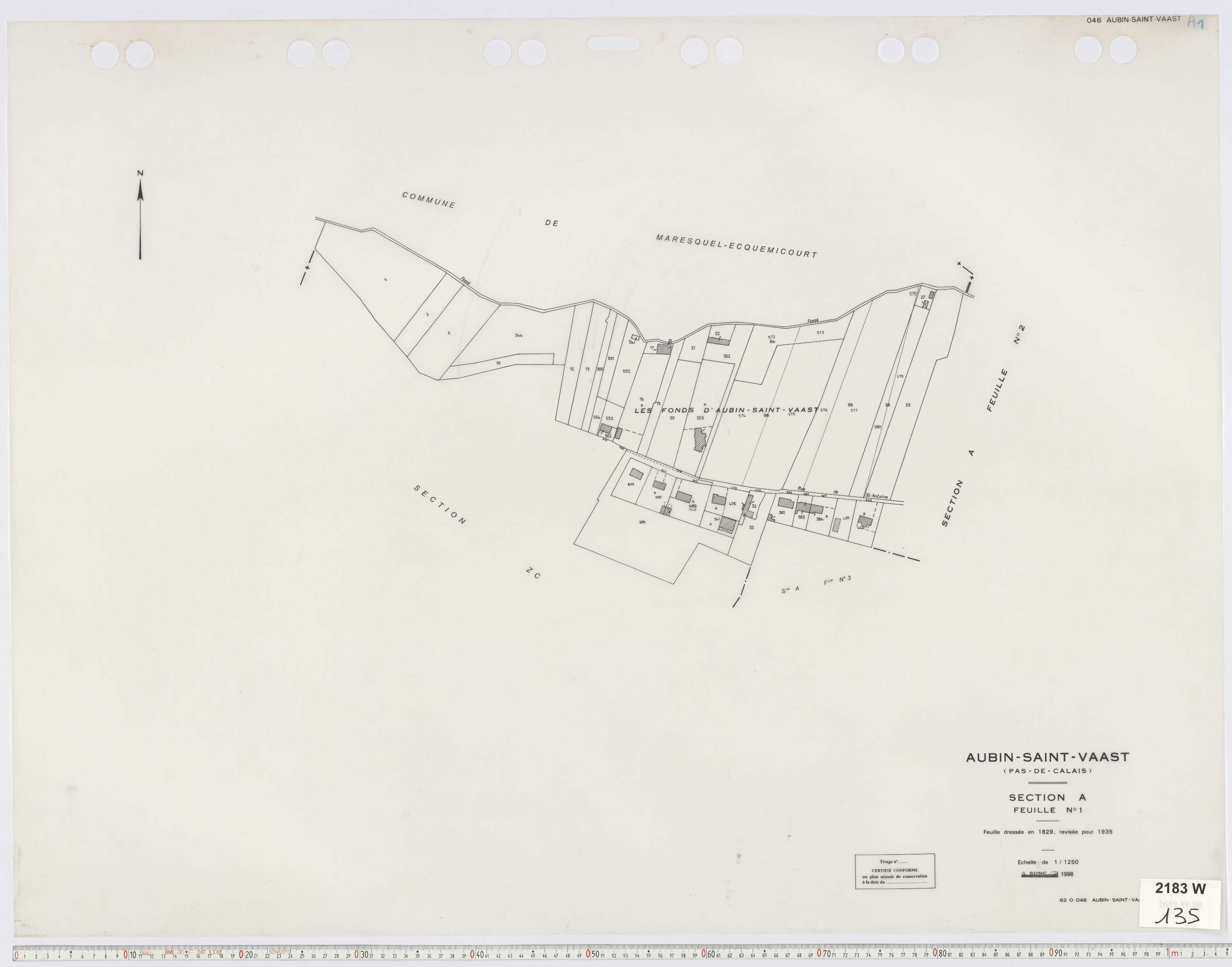 Aubin-Saint-Vaast - Section A, feuille 1.