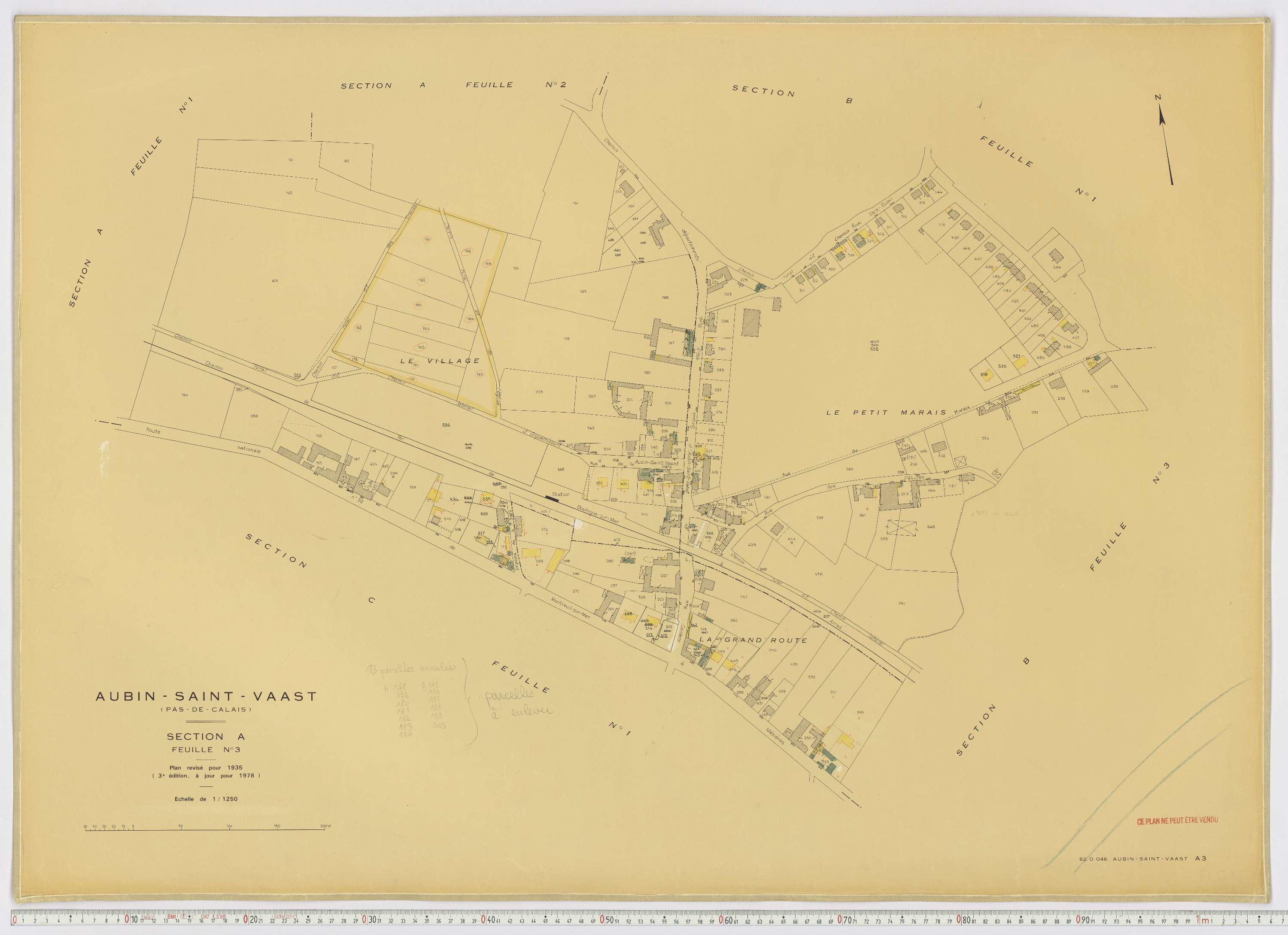 Aubin-Saint-Vaast - Section A, feuille 3.