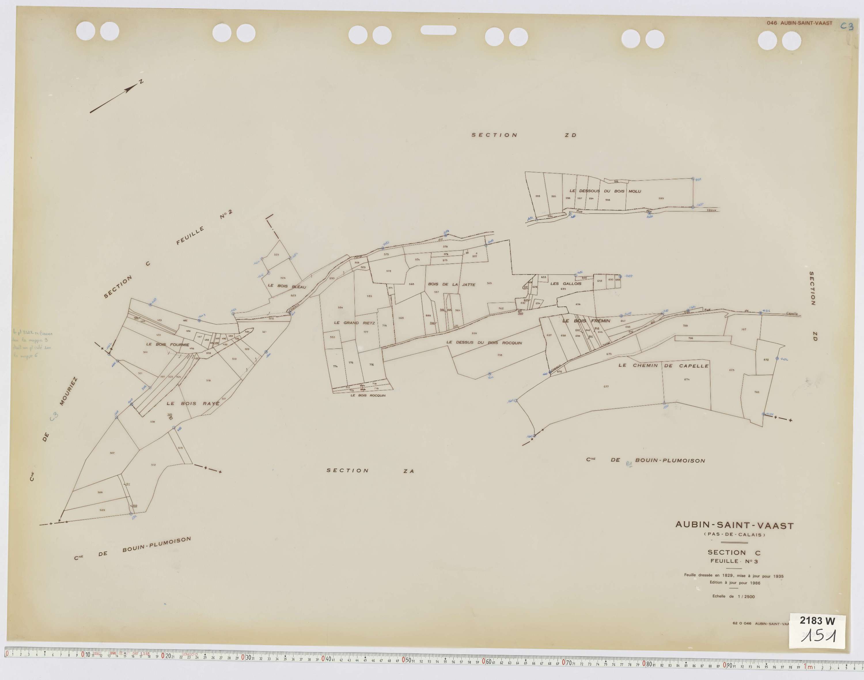 Aubin-Saint-Vaast - Section C, feuille 3.