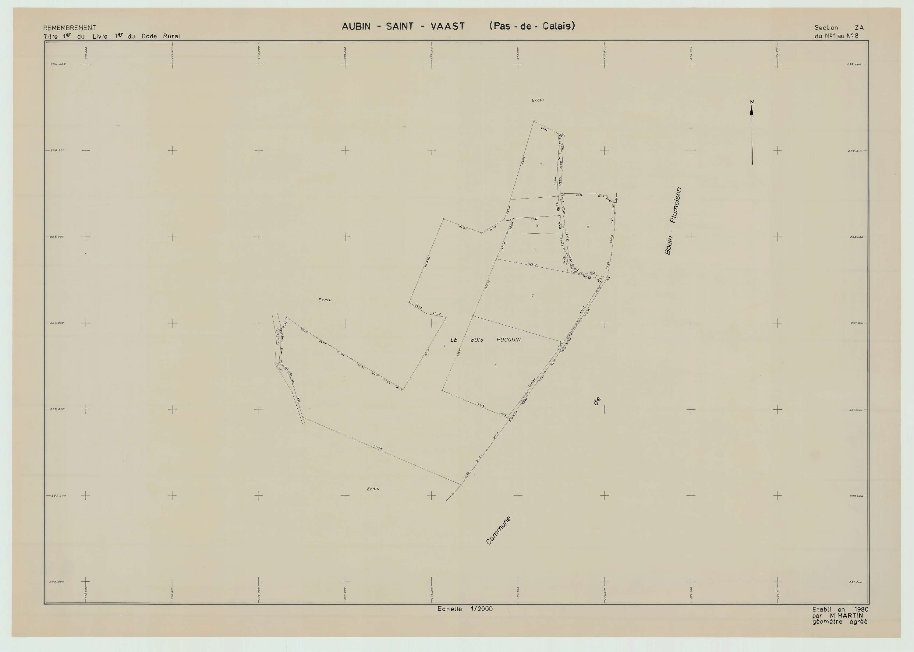 Aubin-Saint-Vaast - Plan de remembrement : section ZA.