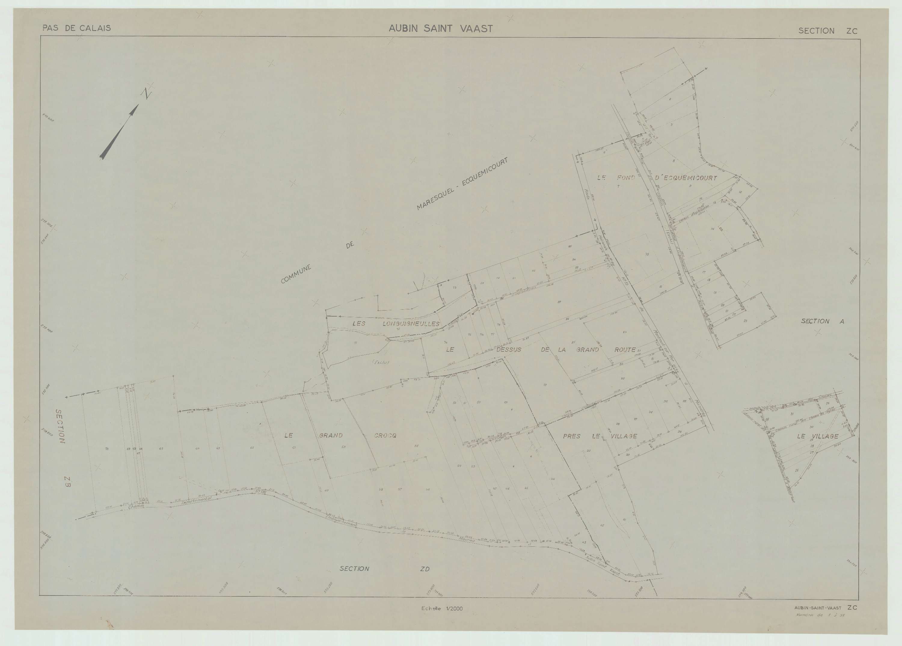 Aubin-Saint-Vaast - Plan de remembrement : section ZC.