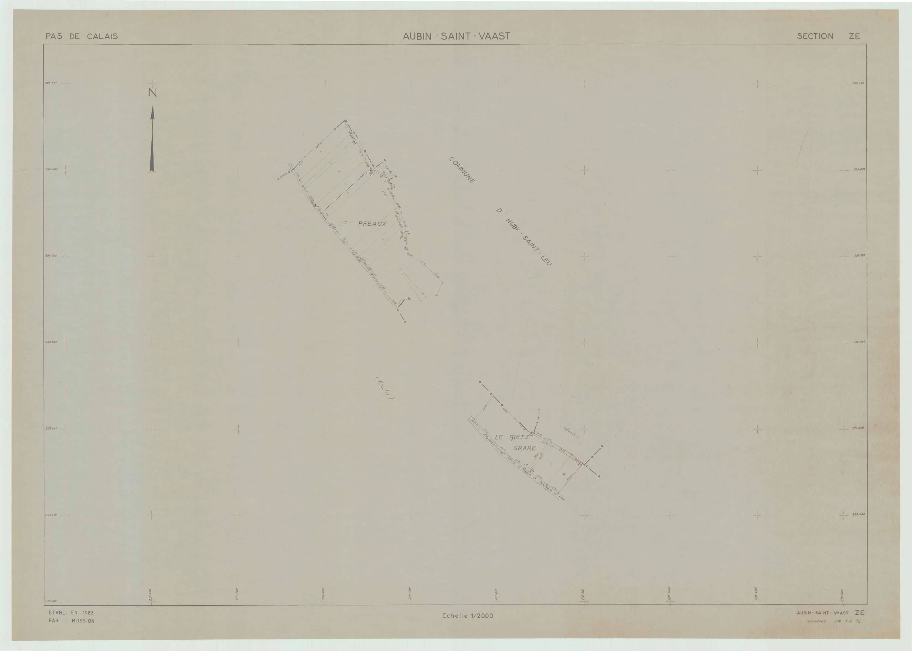Aubin-Saint-Vaast - Plan de remembrement : section ZE.