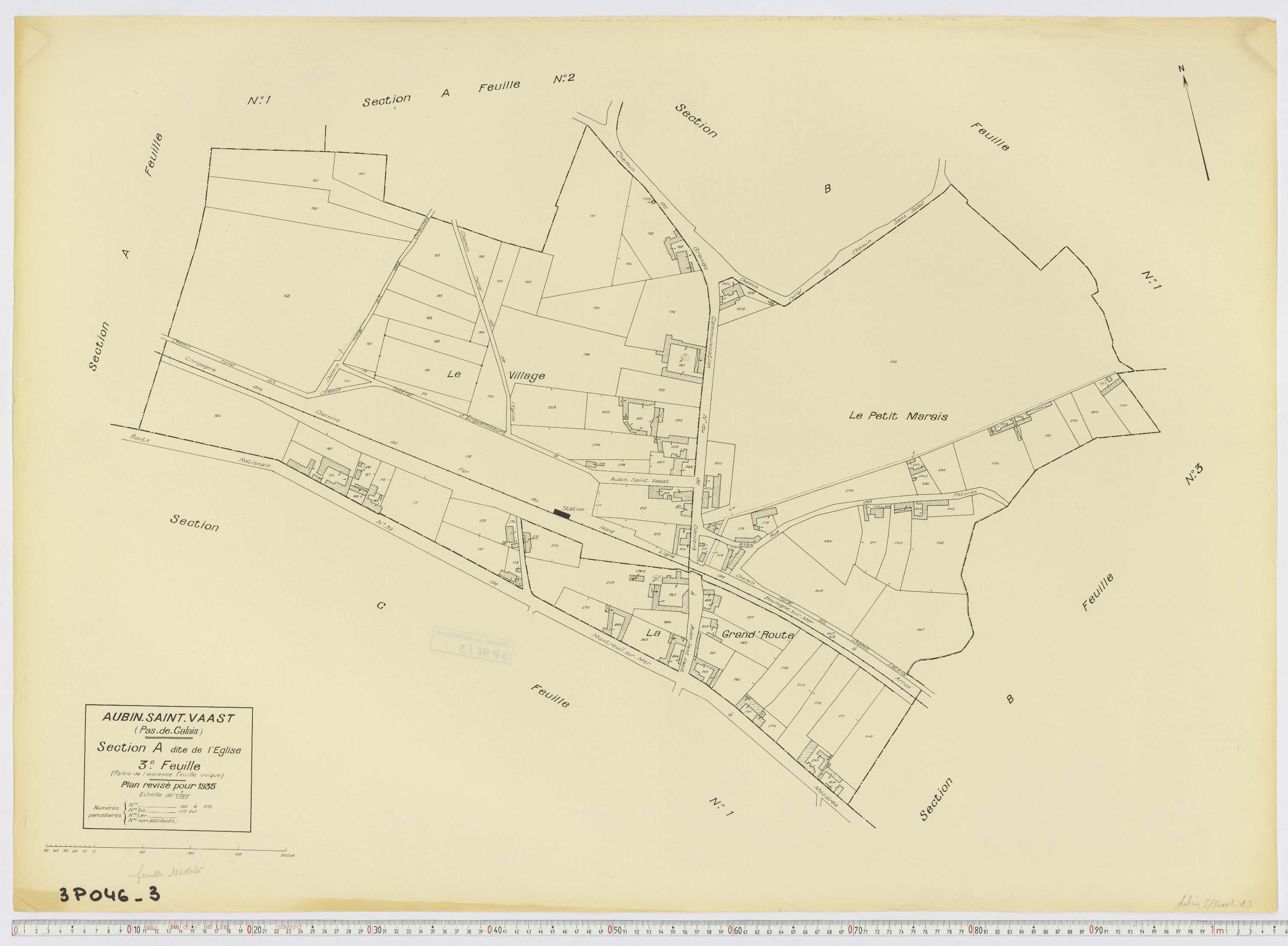Aubin-Saint-Vaast - Section A, feuille 3.