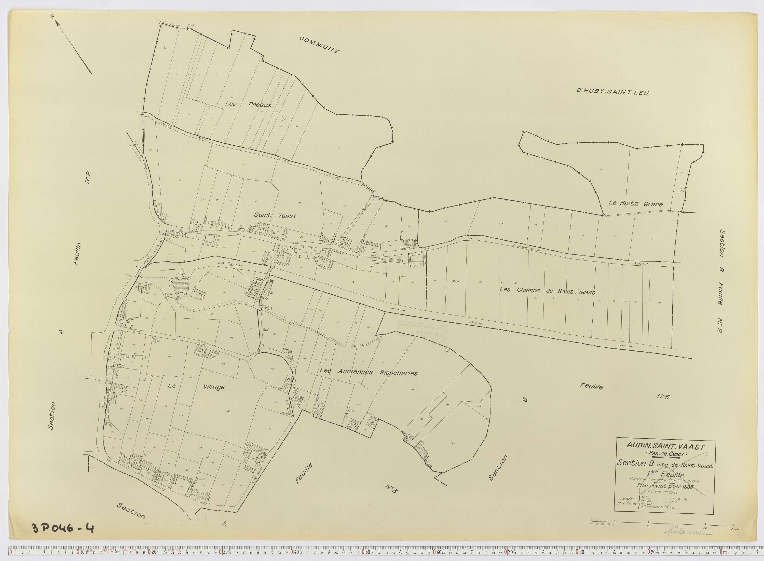 Aubin-Saint-Vaast - Section B, feuille 1.