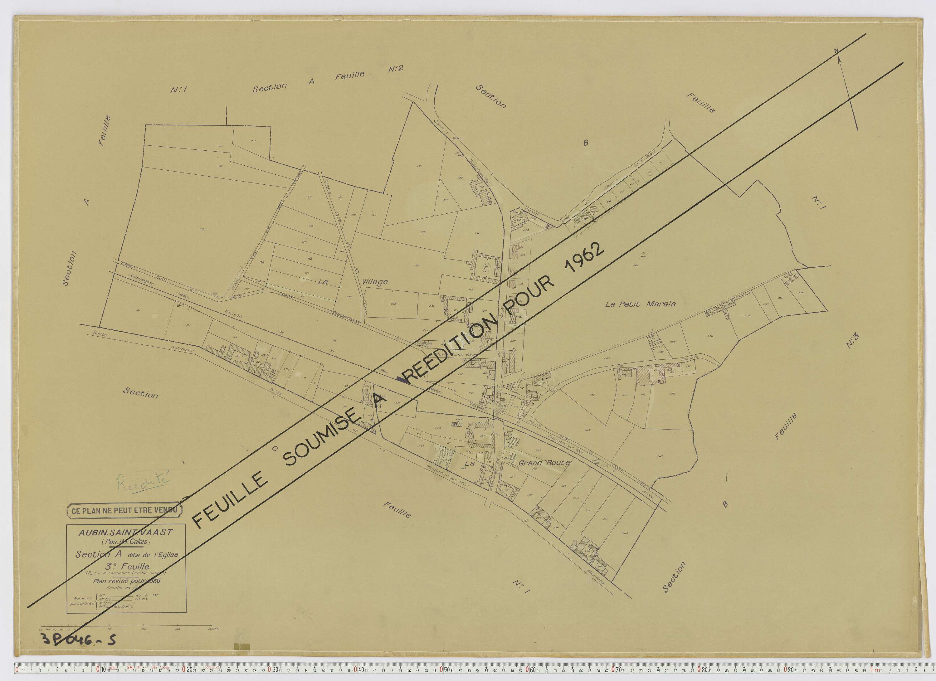 Aubin-Saint-Vaast - Section A, feuille 3.
