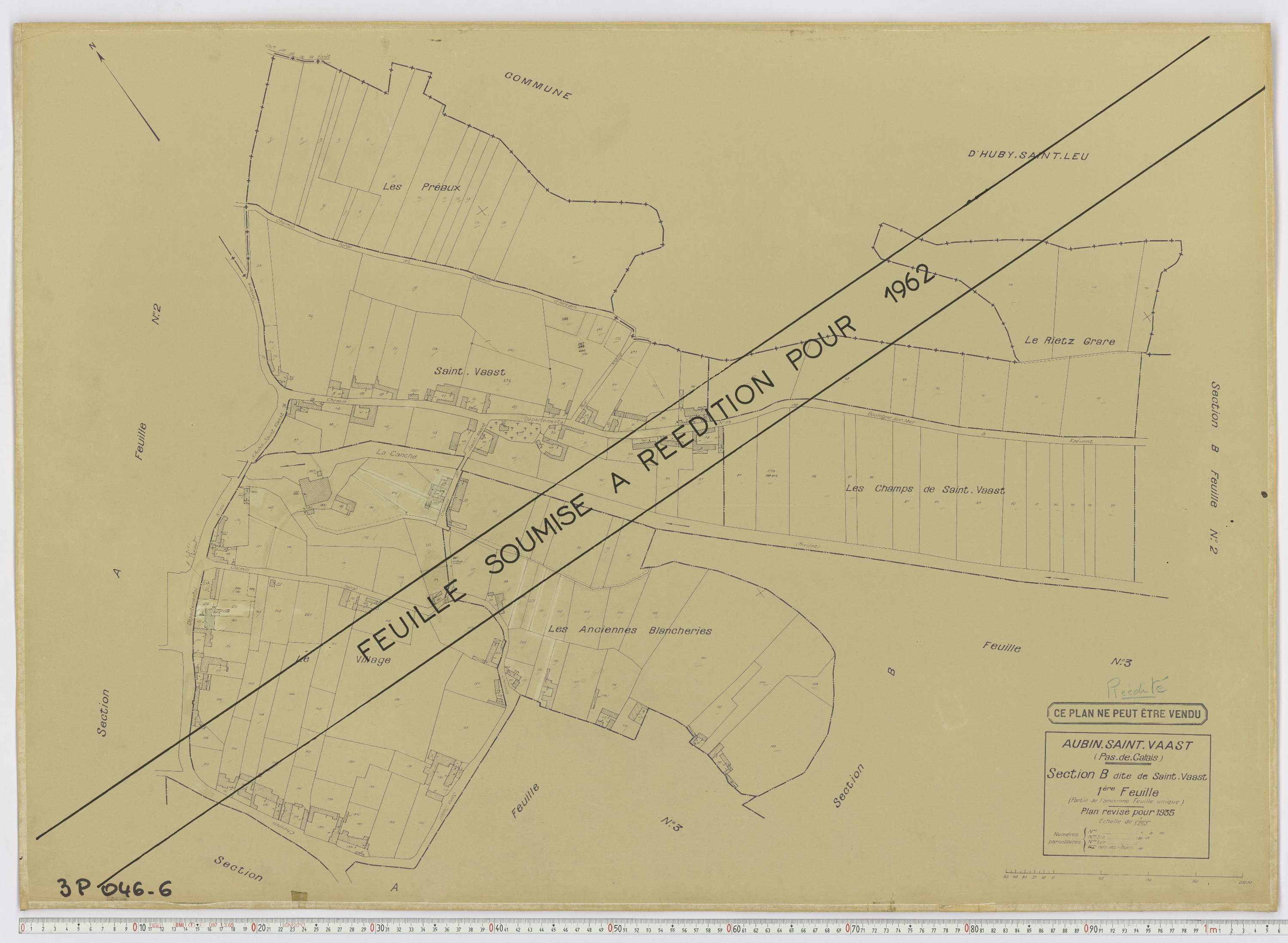Aubin-Saint-Vaast - Section B, feuille 1.