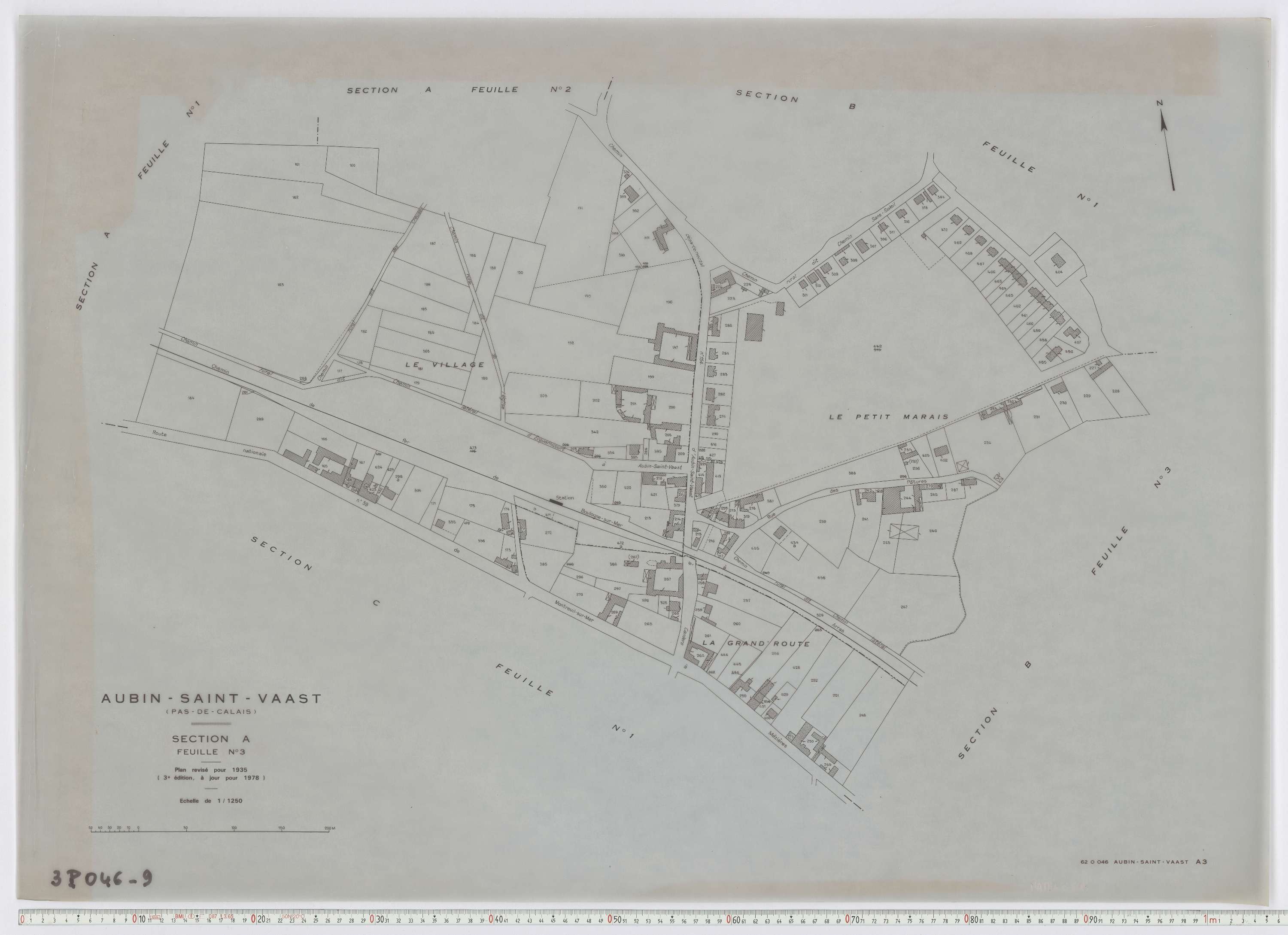 Aubin-Saint-Vaast - Section A, feuille 3.