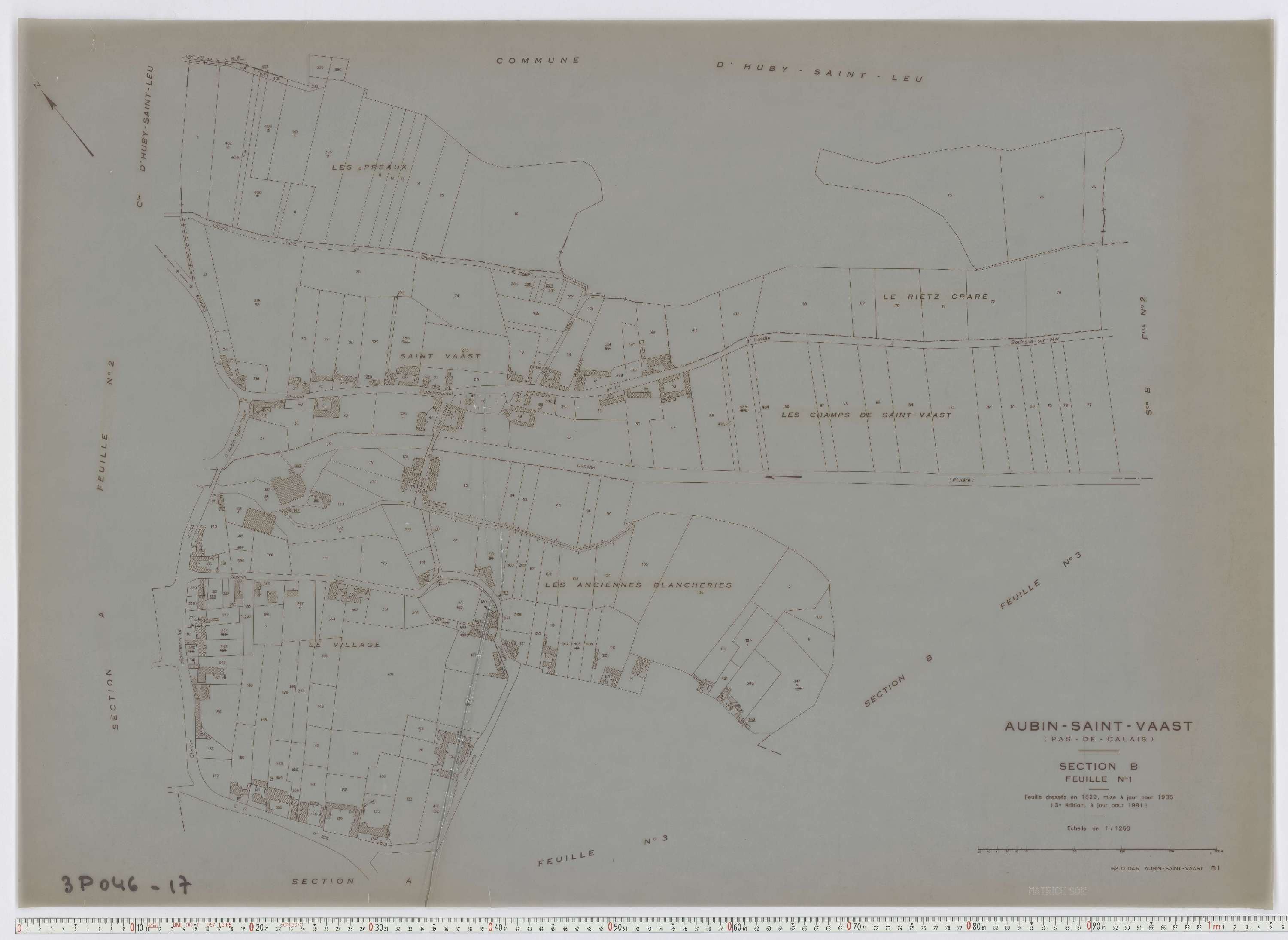 Aubin-Saint-Vaast - Section B, feuille 1.