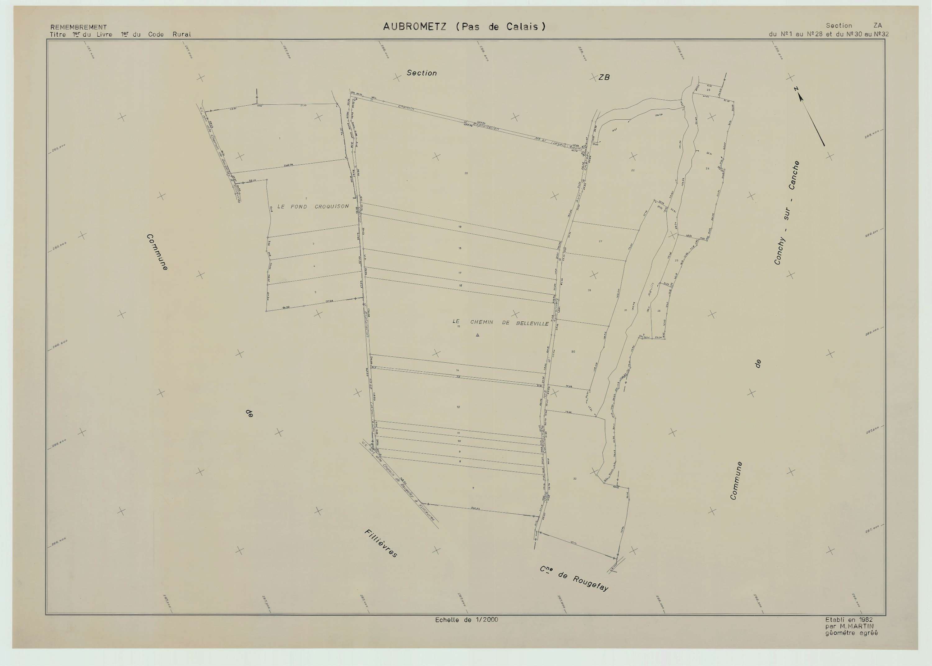 Aubrometz - Plan de remembrement : section ZA.