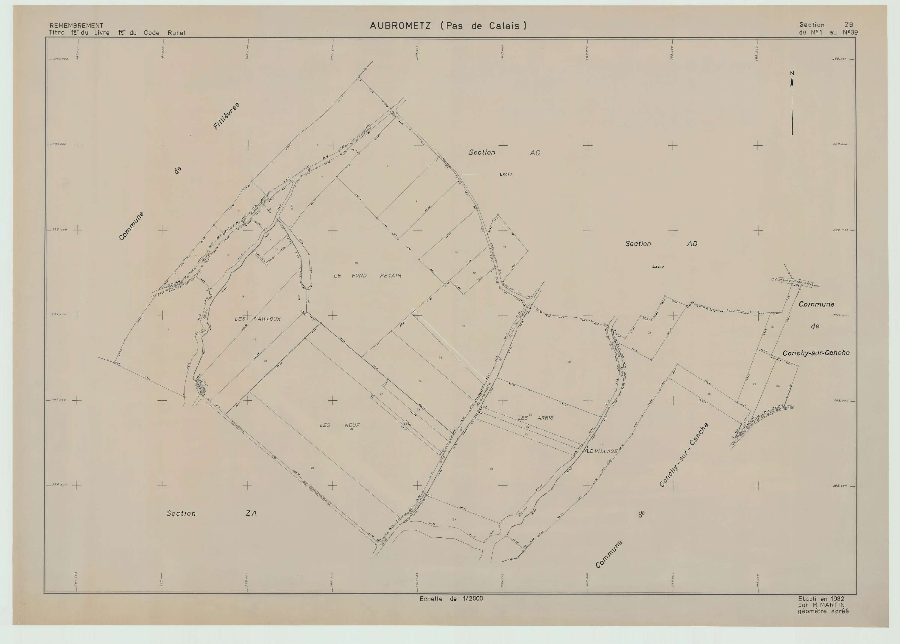 Aubrometz - Plan de remembrement : section ZB.
