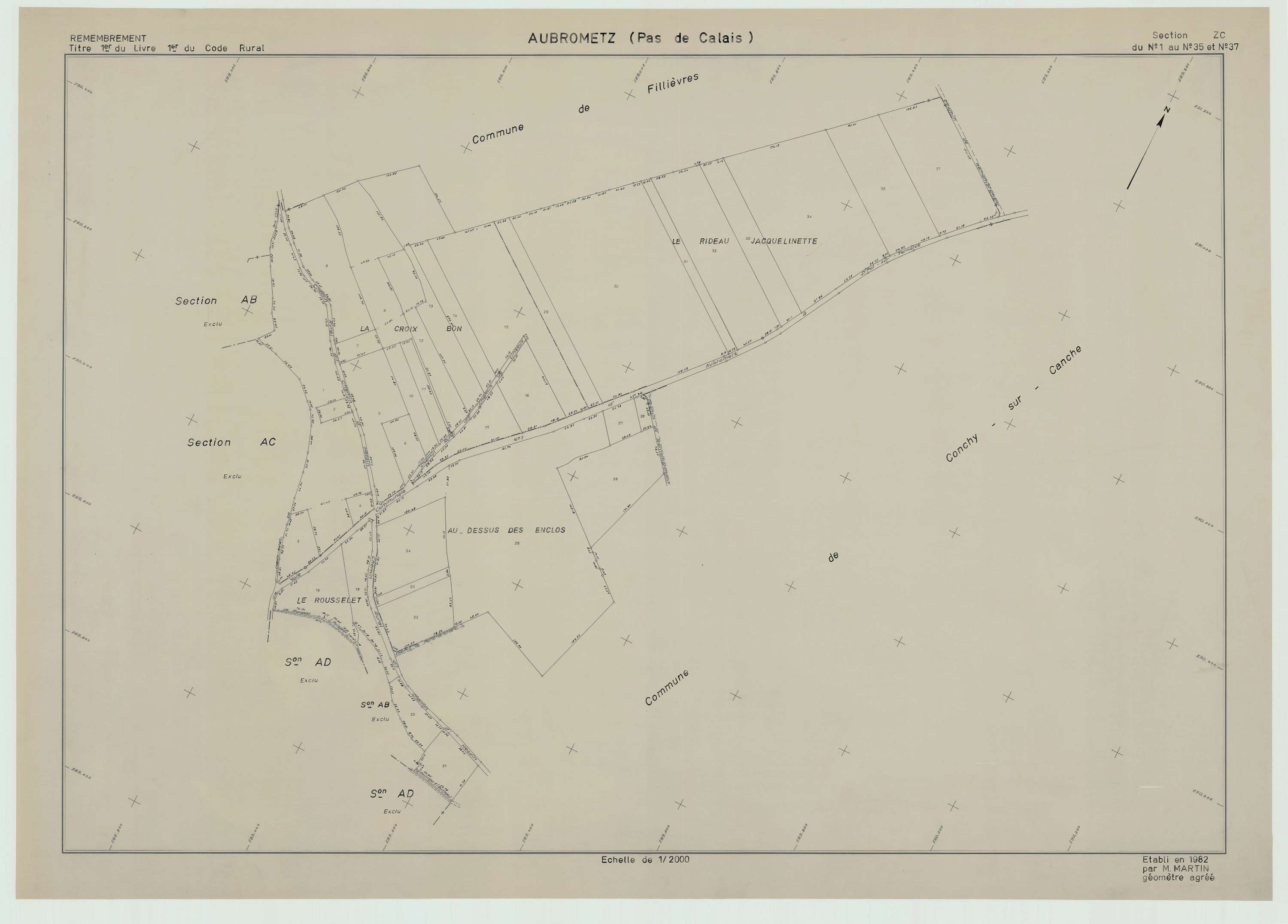 Aubrometz - Plan de remembrement : section ZC.