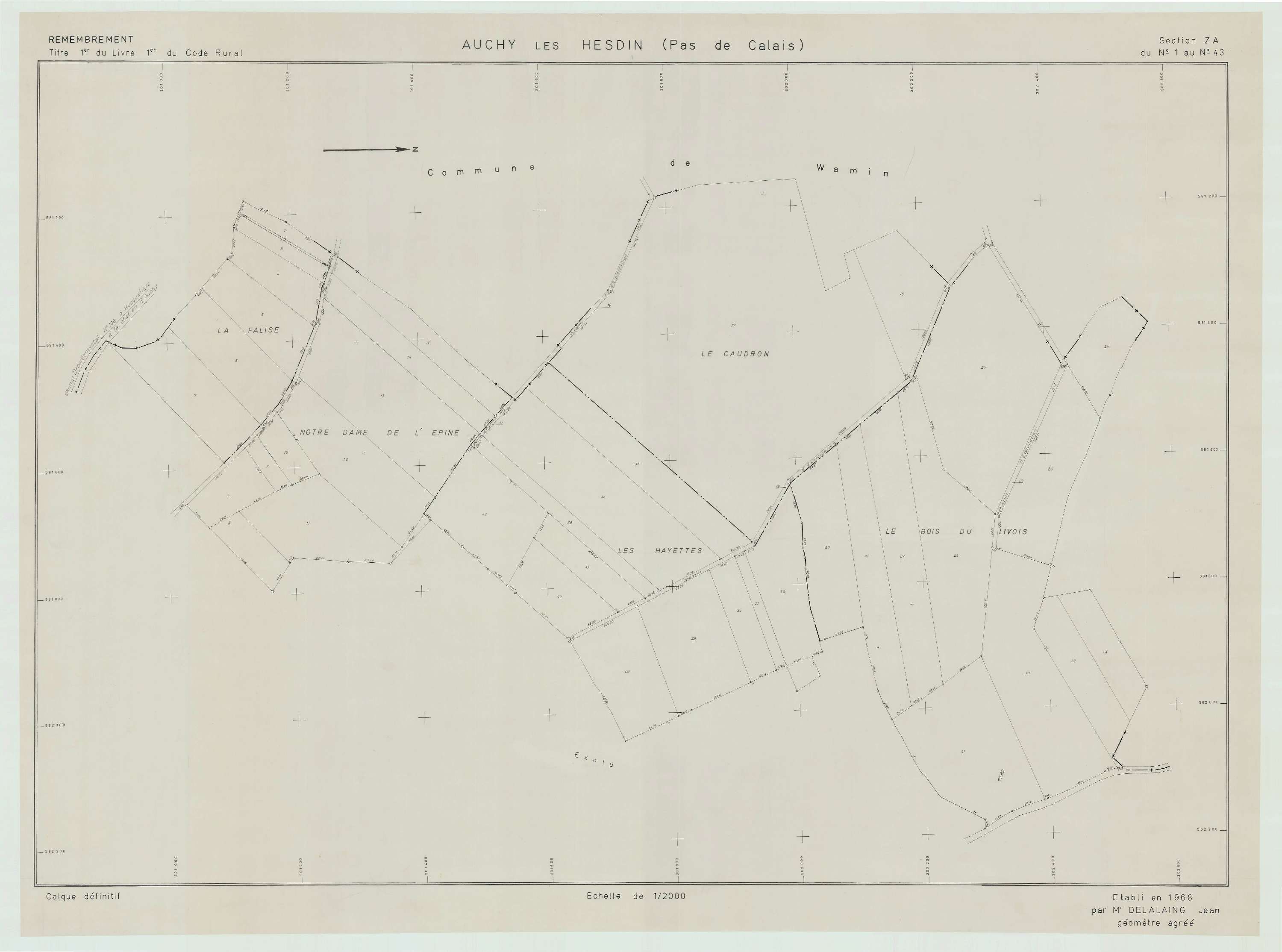 Auchy-lès-Hesdin - Plan de remembrement : section ZA.