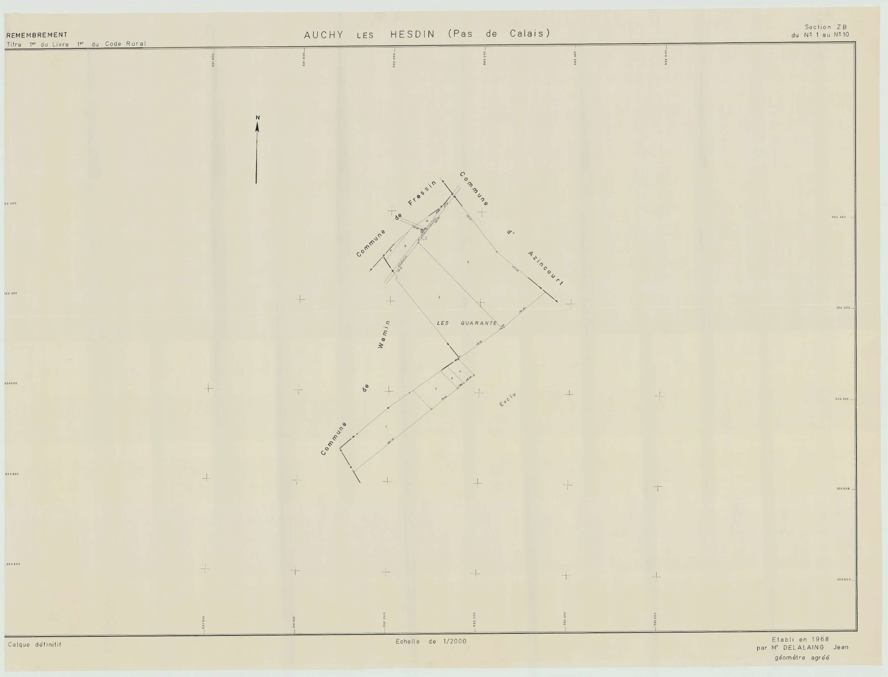 Auchy-lès-Hesdin - Plan de remembrement : section ZB.