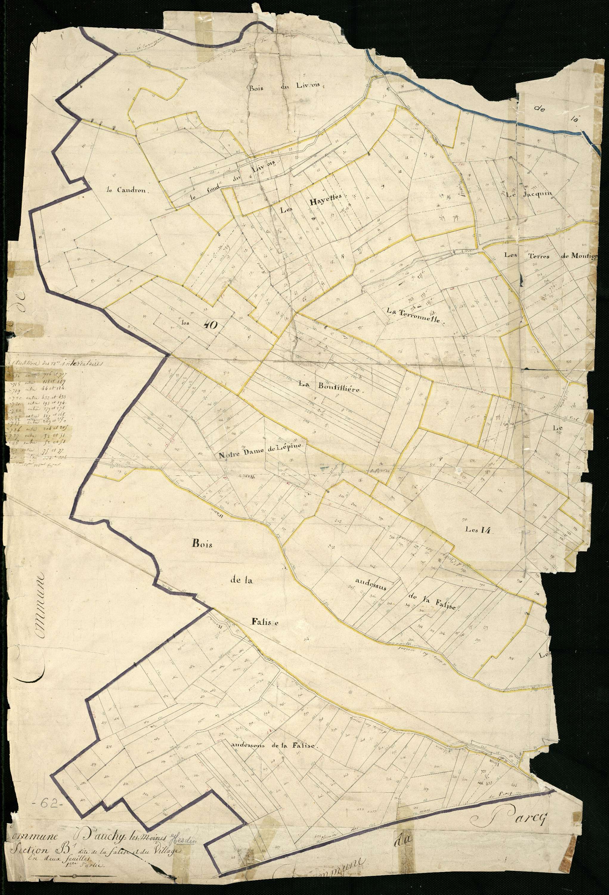 Auchy-lès-Hesdin - Section B, 1re feuille
