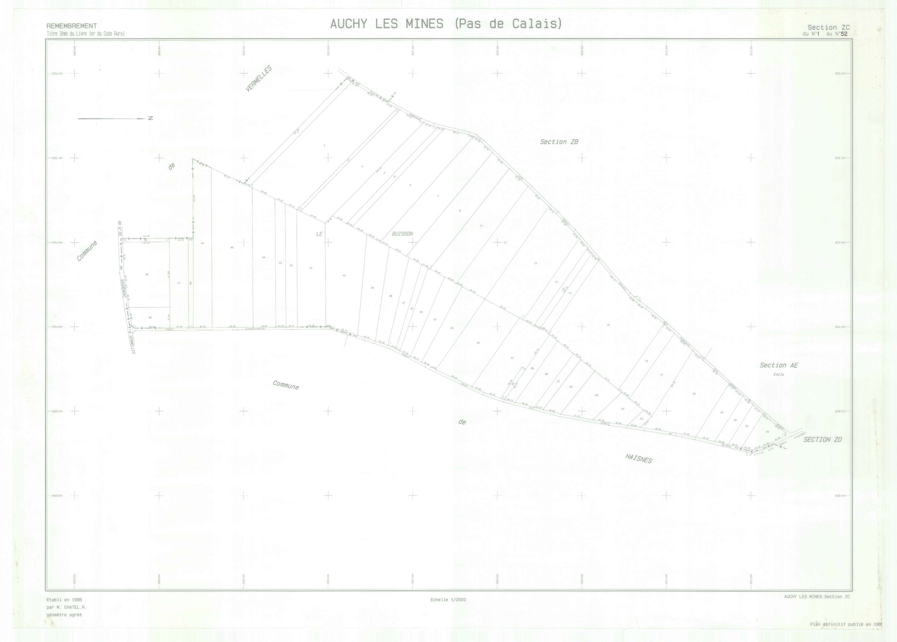 Auchy-les-Mines - Plan de remembrement : section ZC.