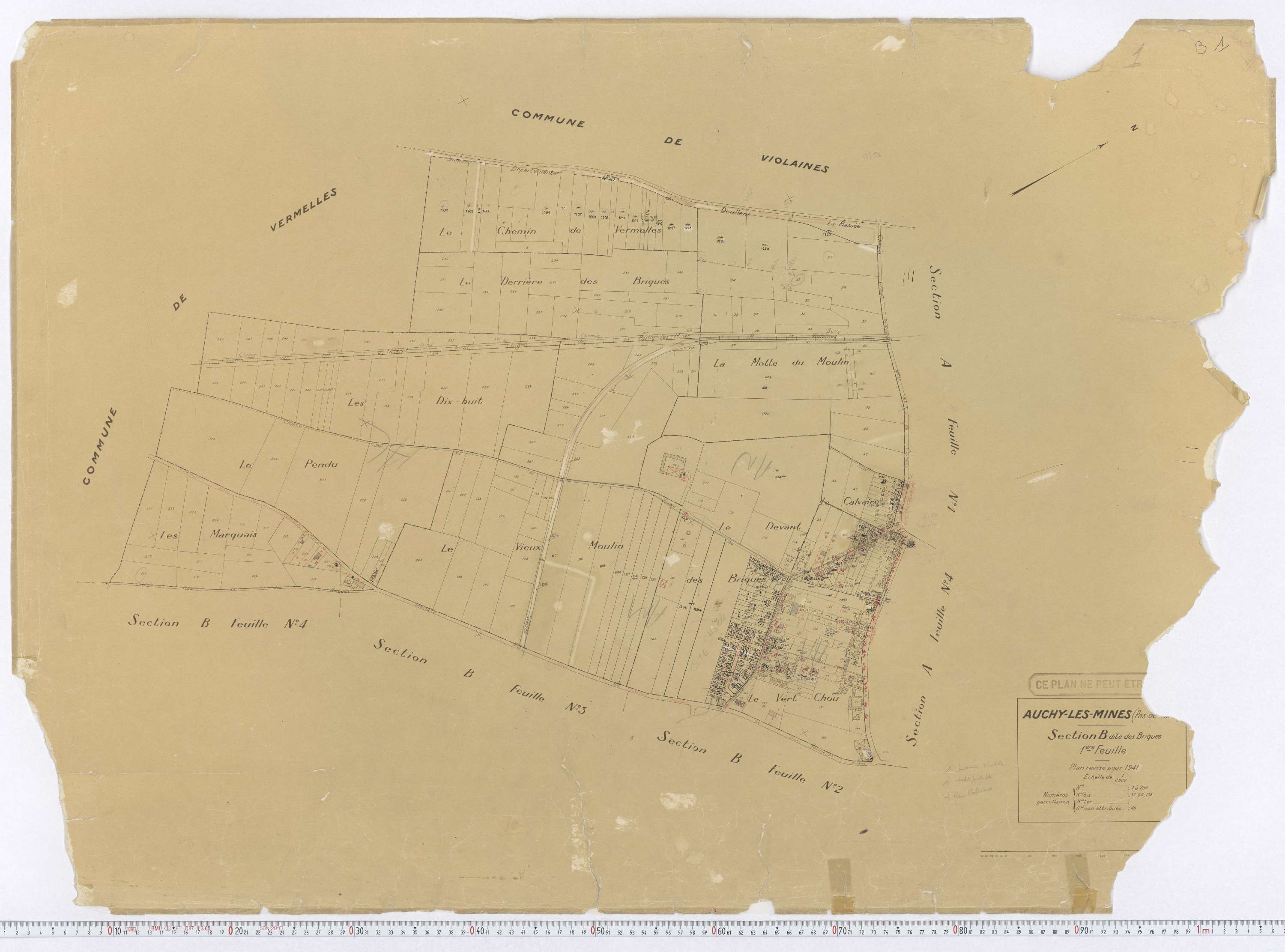 Auchy-les-Mines - Section B, feuille 1.
