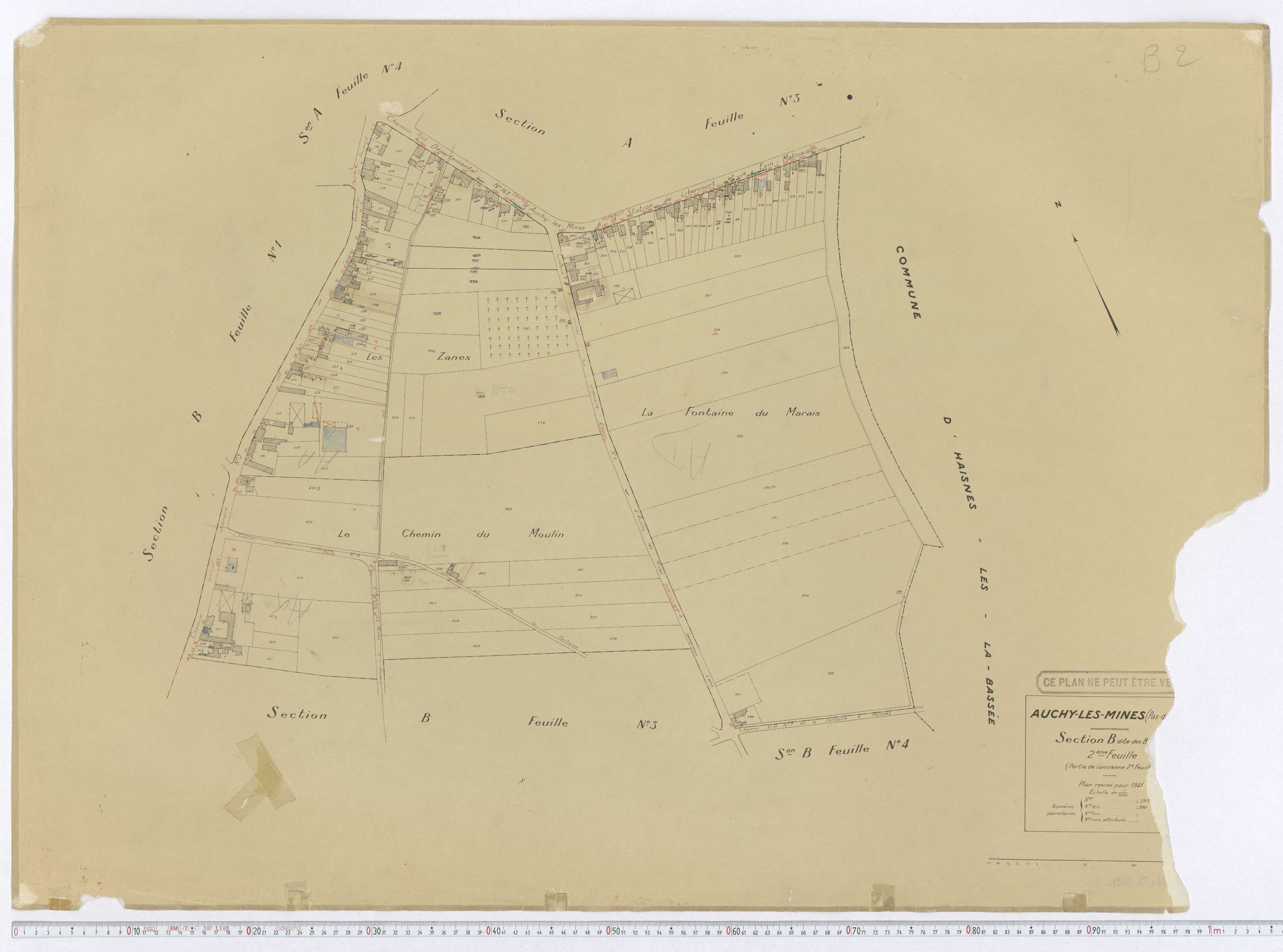 Auchy-les-Mines - Section B, feuille 2.