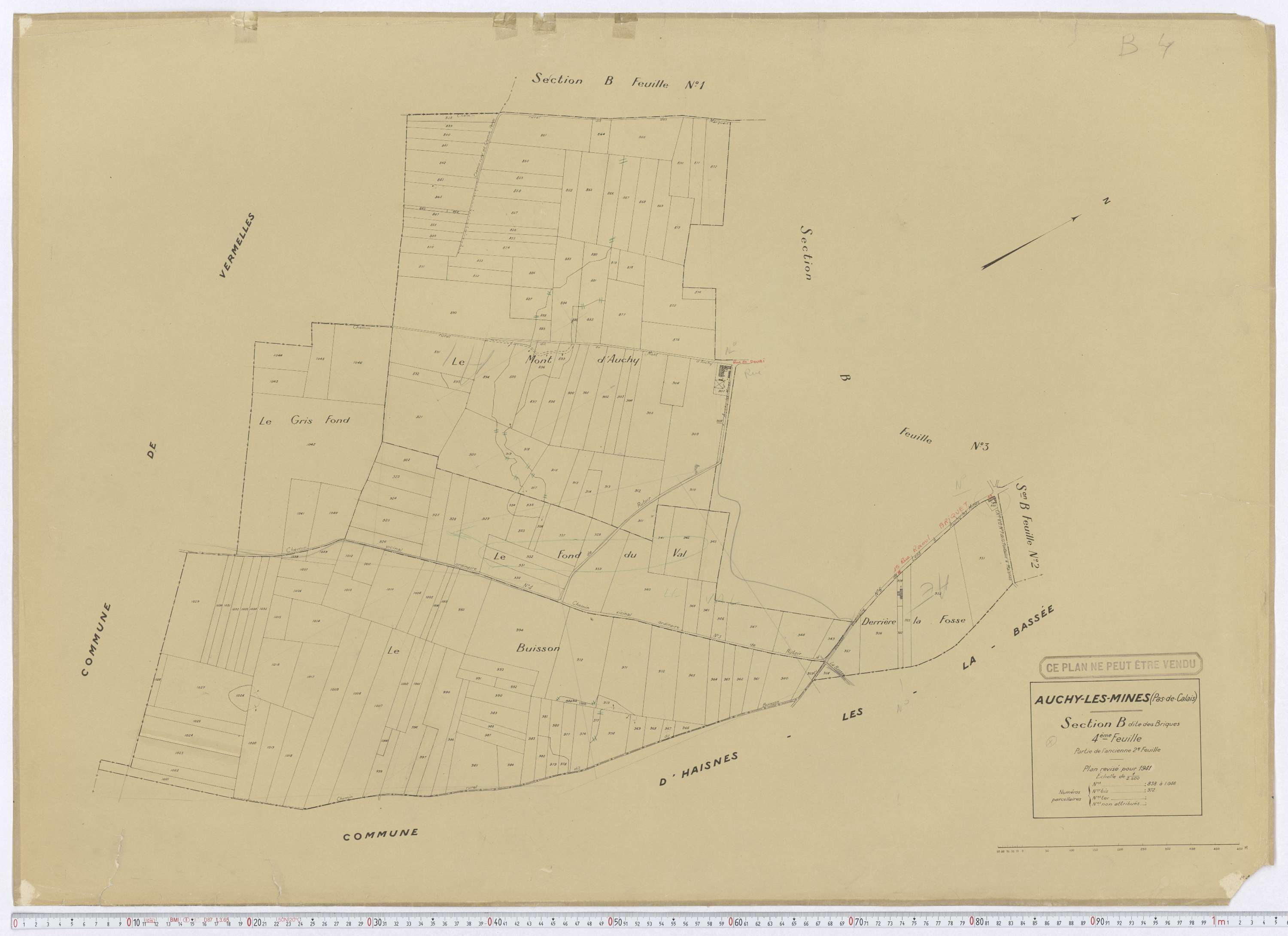Auchy-les-Mines - Section B, feuille 4.
