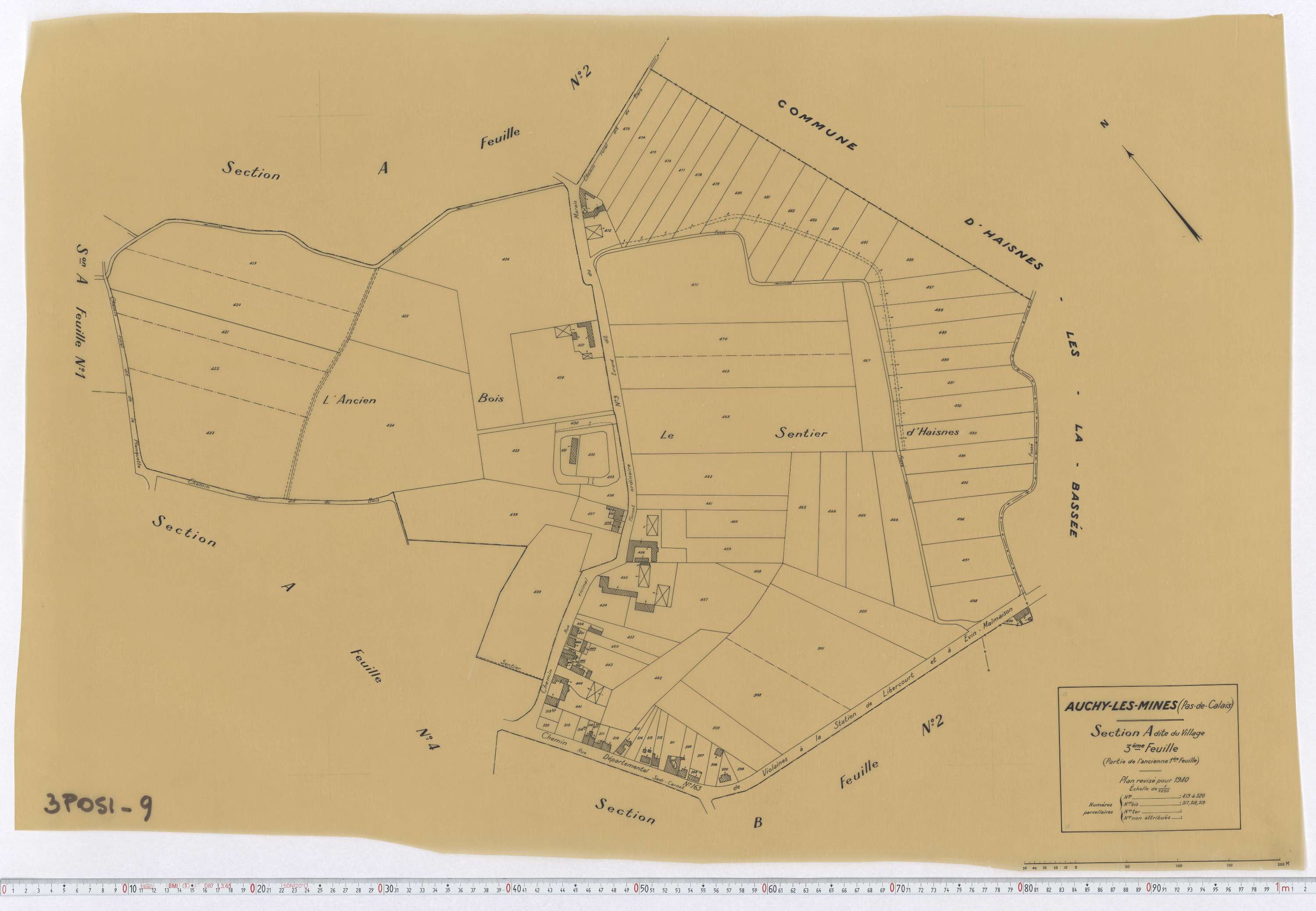 Auchy-les-Mines - Section A, feuille 3.