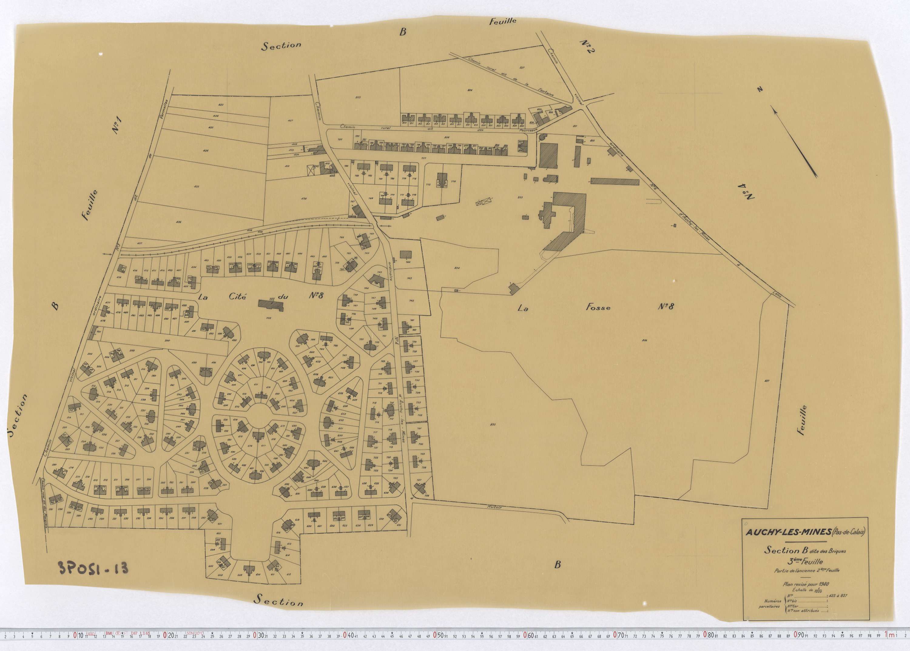 Auchy-les-Mines - Section B, feuille 3.