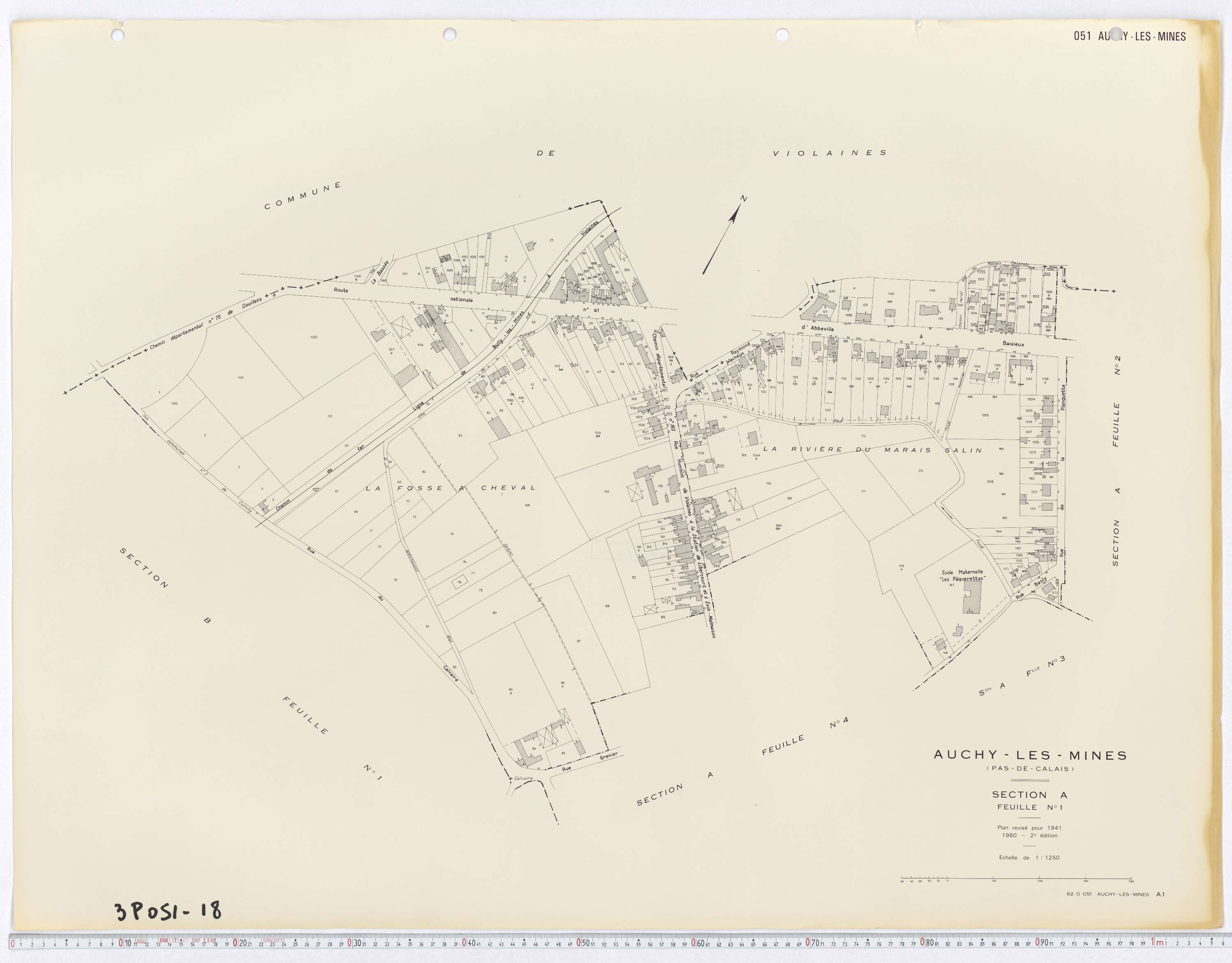 Auchy-les-Mines - Section A, feuille 1.