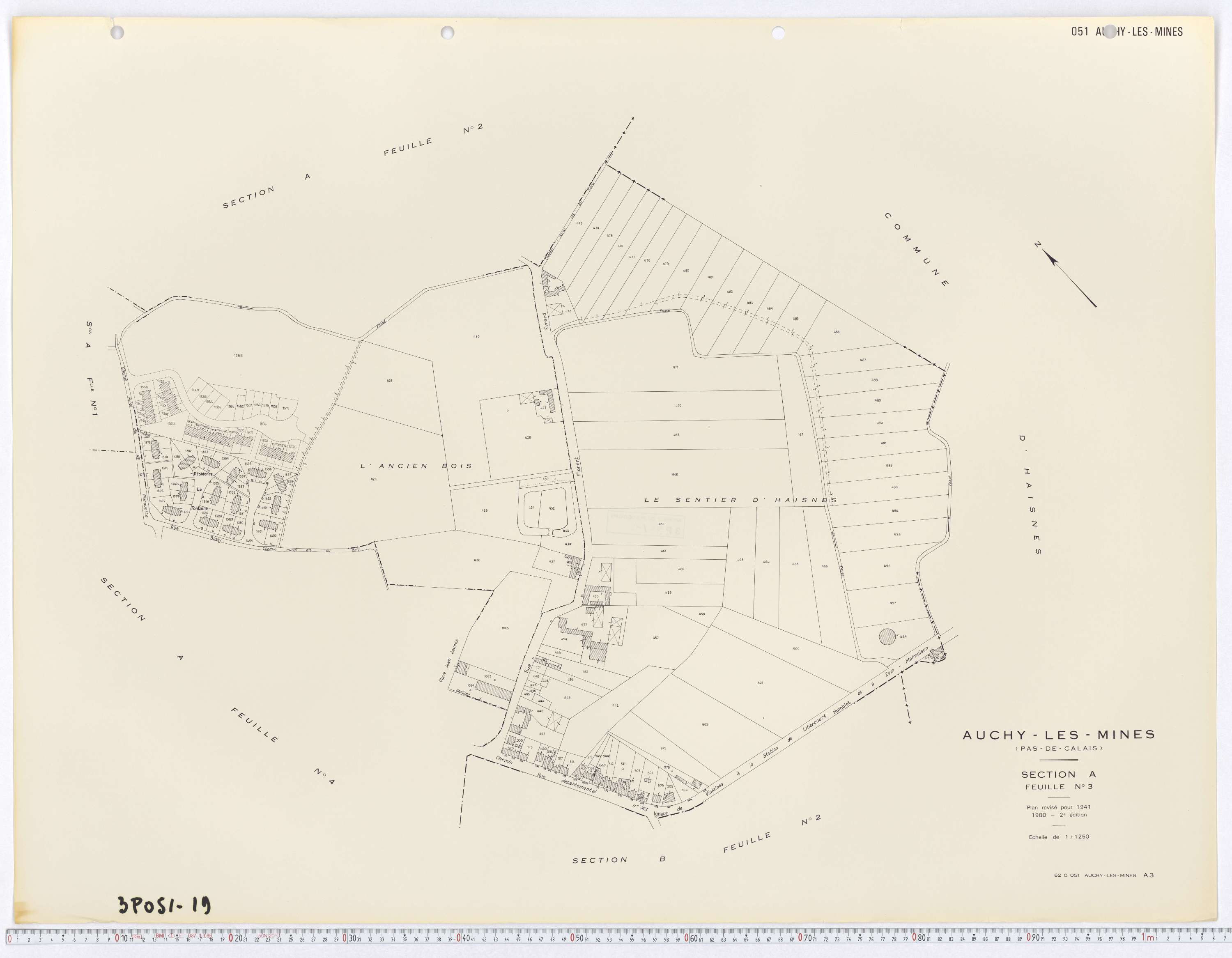 Auchy-les-Mines - Section A, feuille 3.