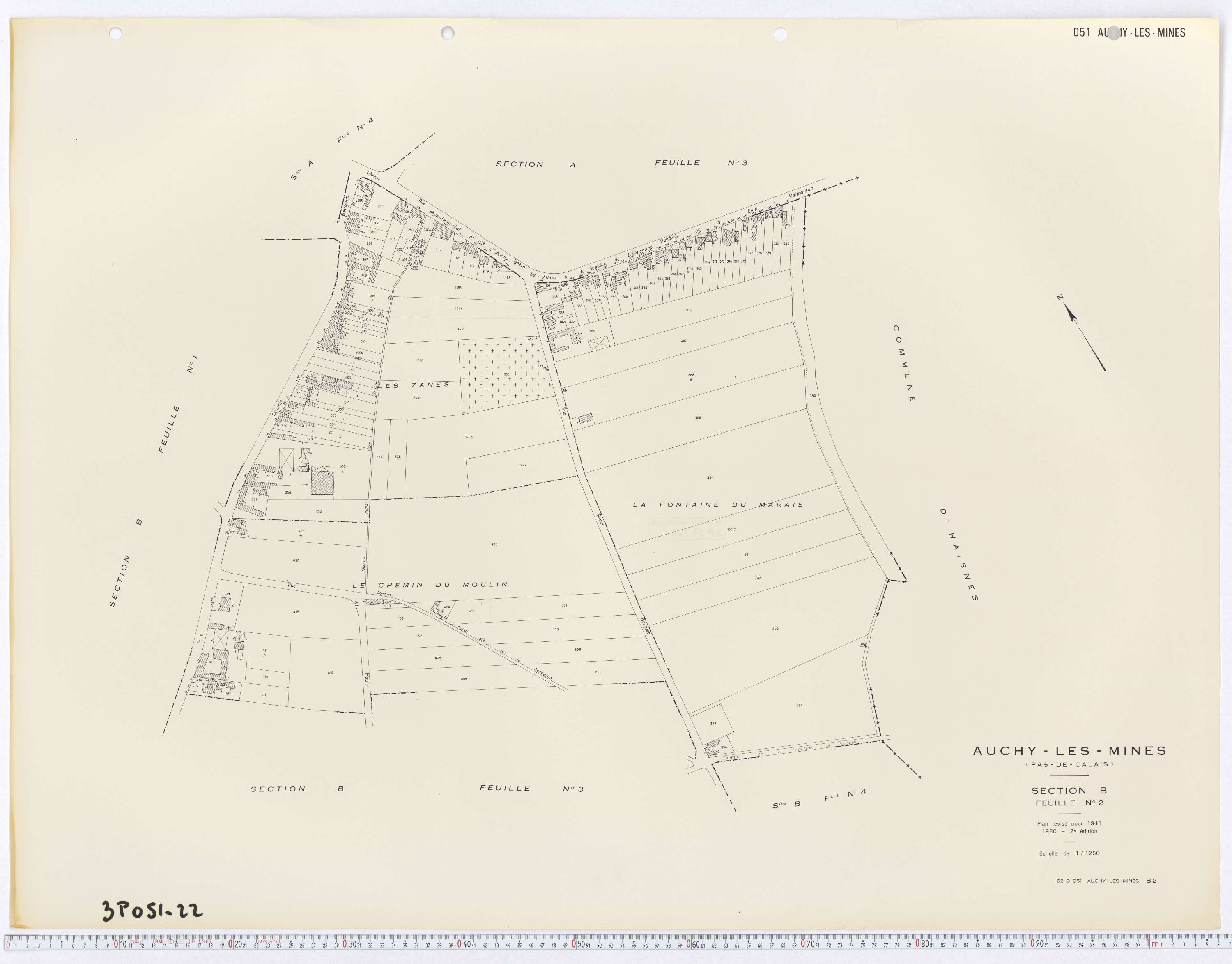 Auchy-les-Mines - Section B, feuille 2.
