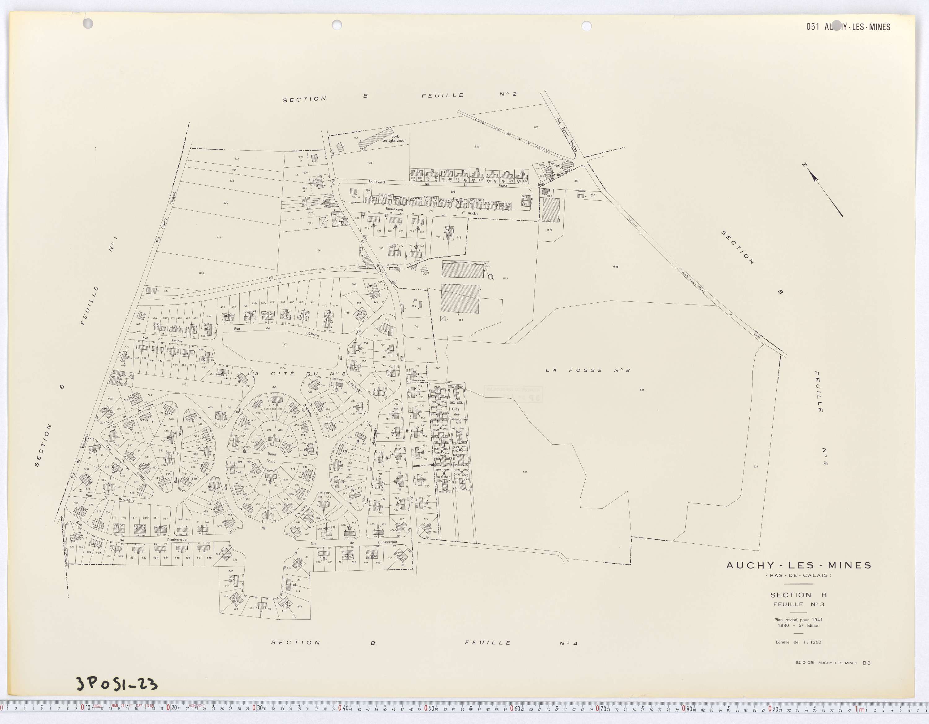 Auchy-les-Mines - Section B, feuille 3.