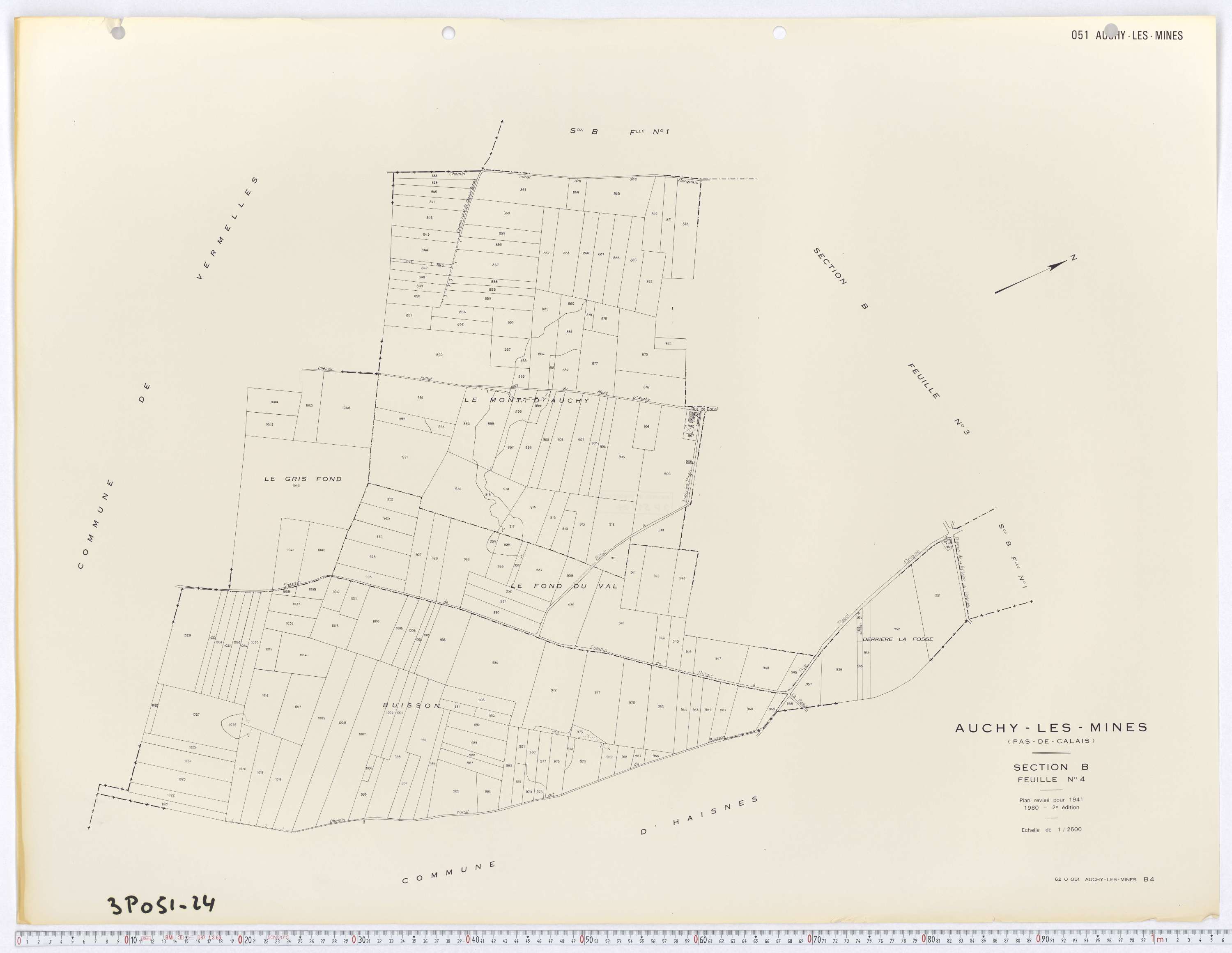 Auchy-les-Mines - Section B, feuille 4.