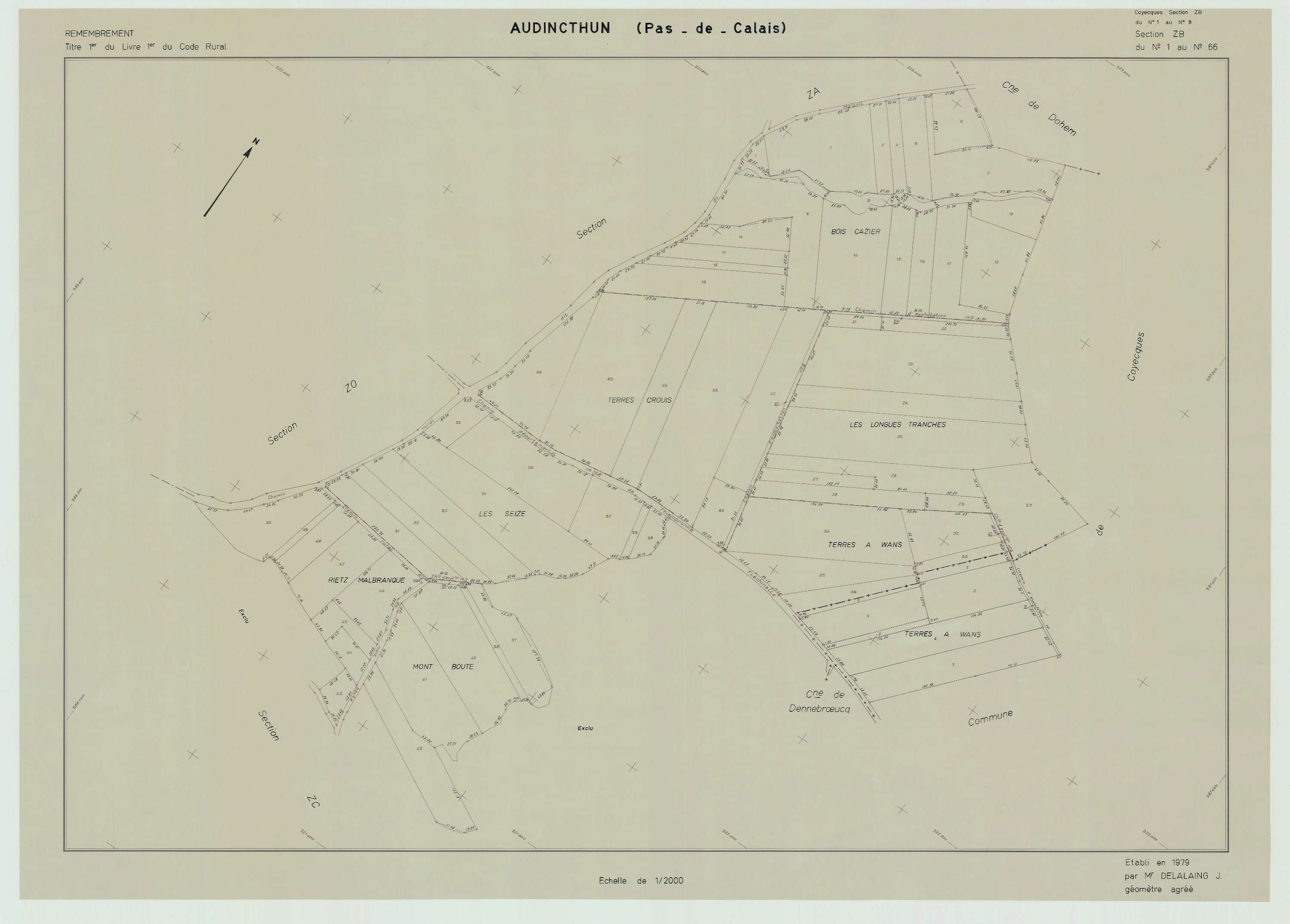 Audincthun - Plan de remembrement : section ZB.