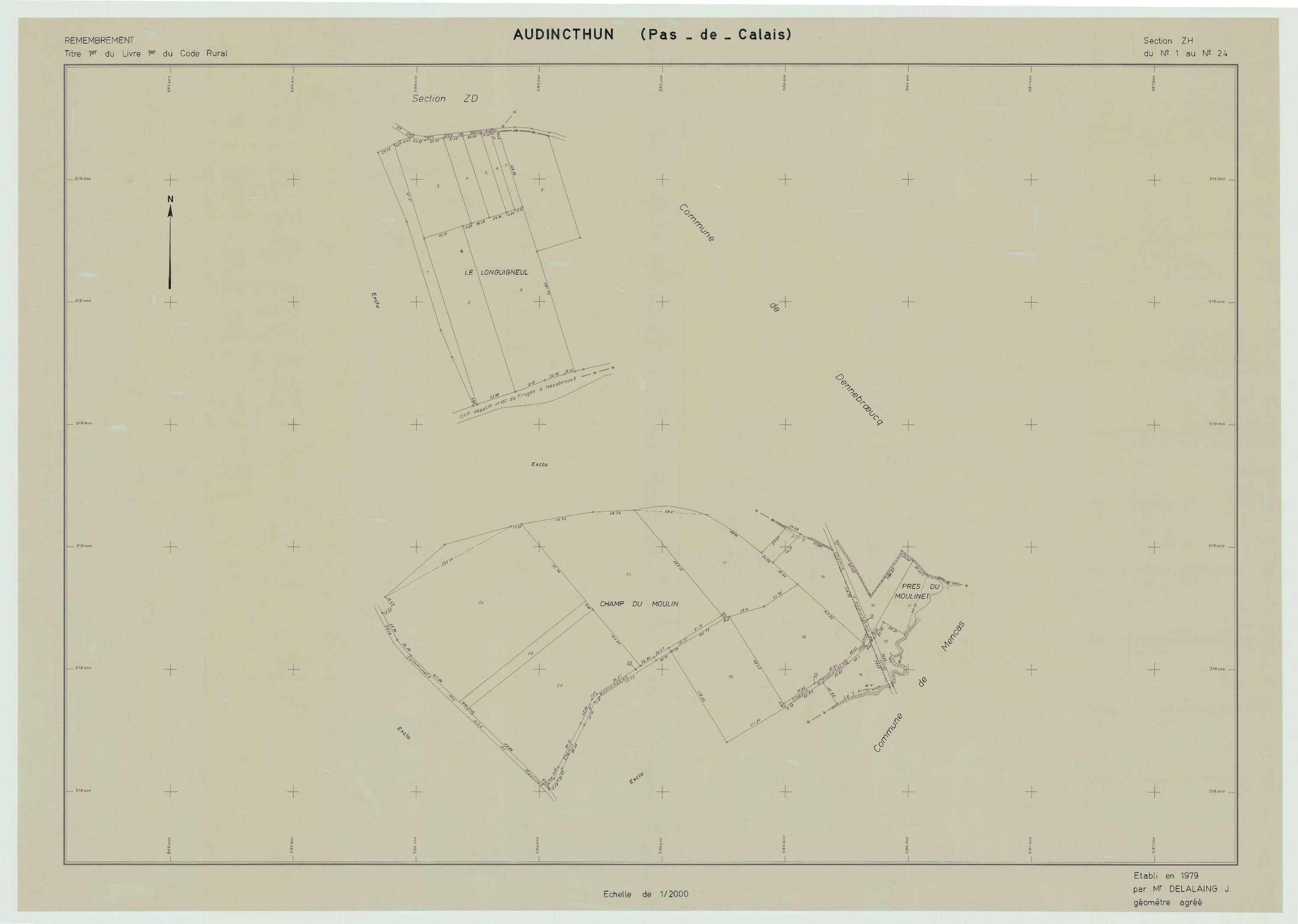 Audincthun - Plan de remembrement : section ZH.