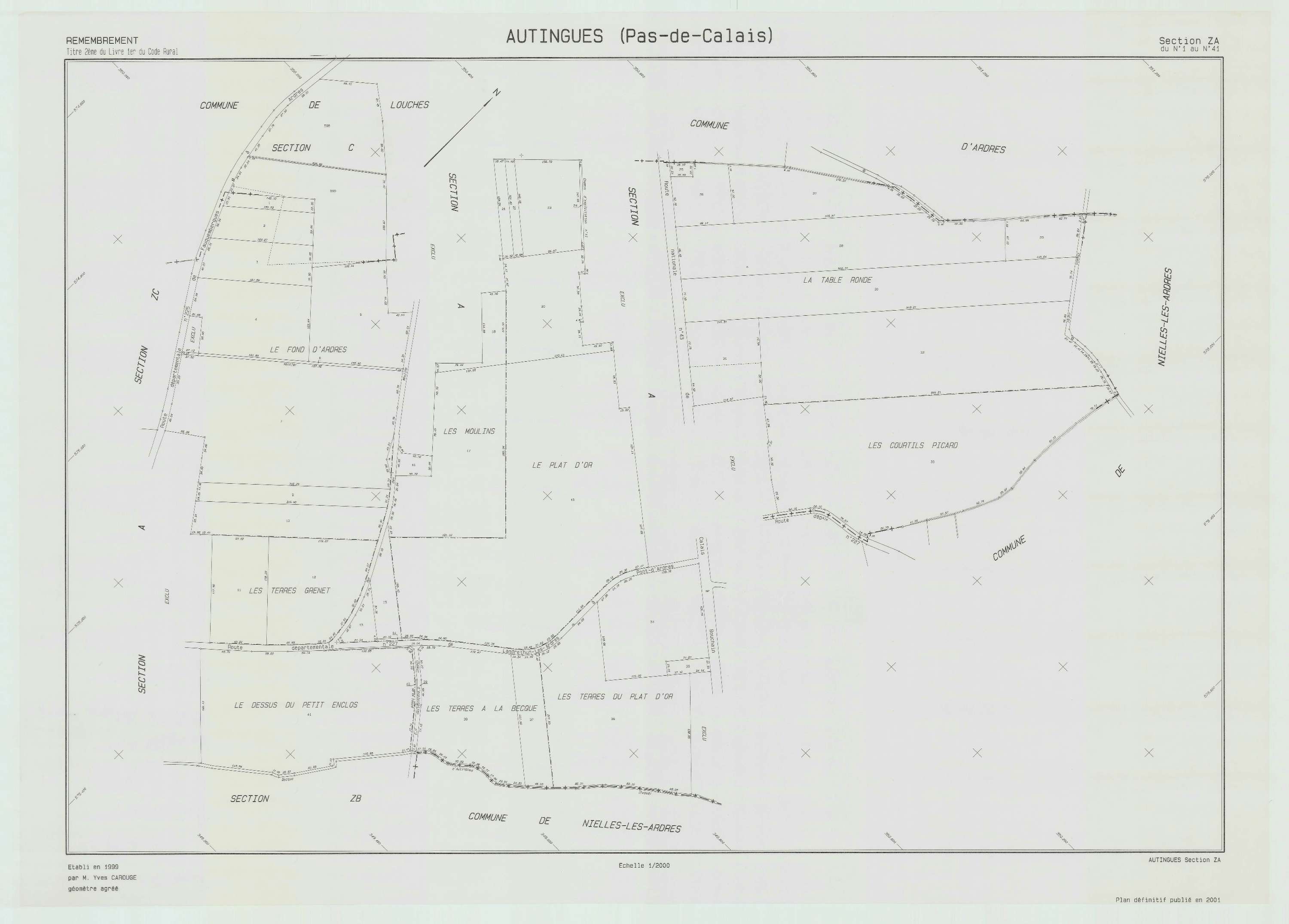 Autingues - Plan de remembrement : section ZA.