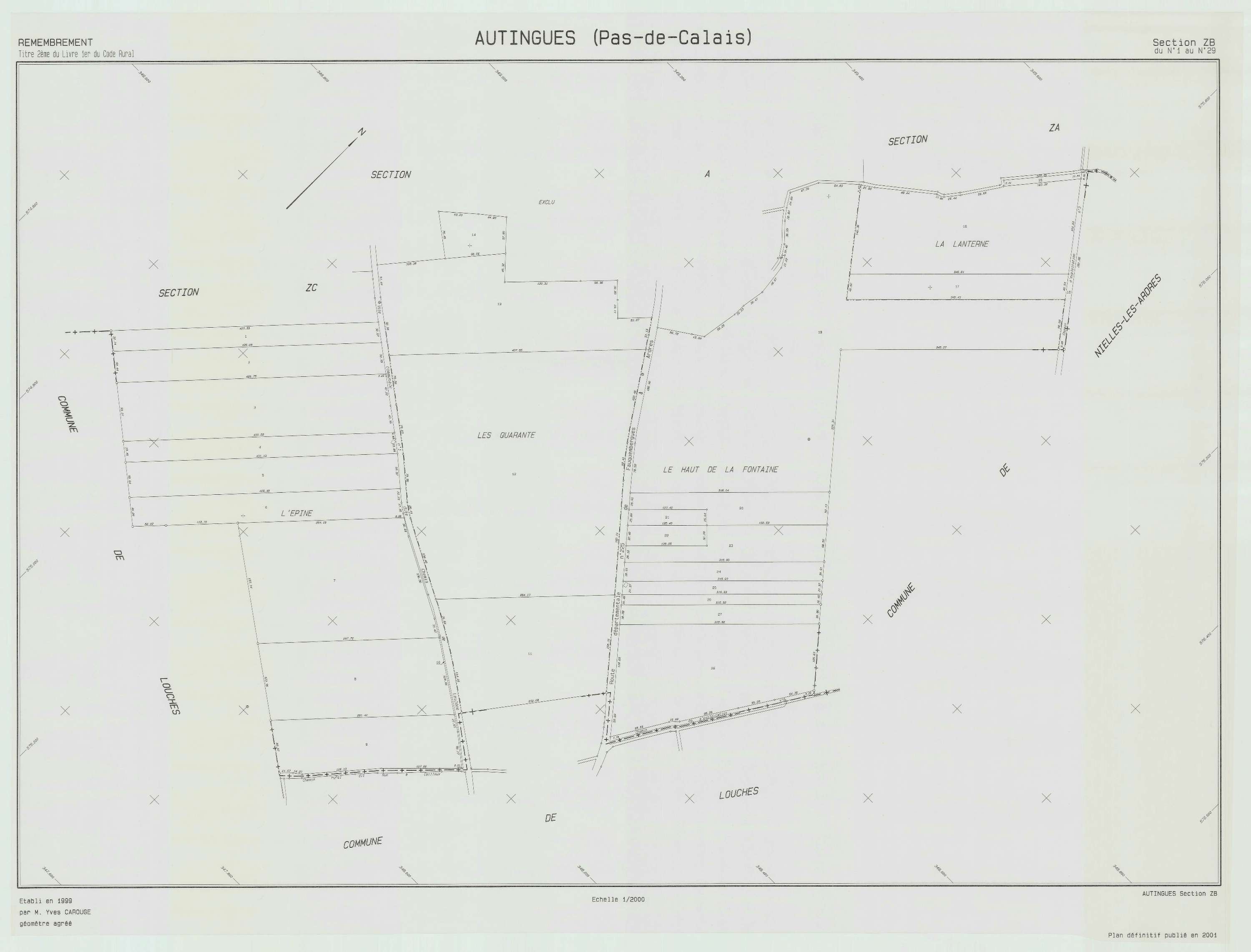 Autingues - Plan de remembrement : section ZB.