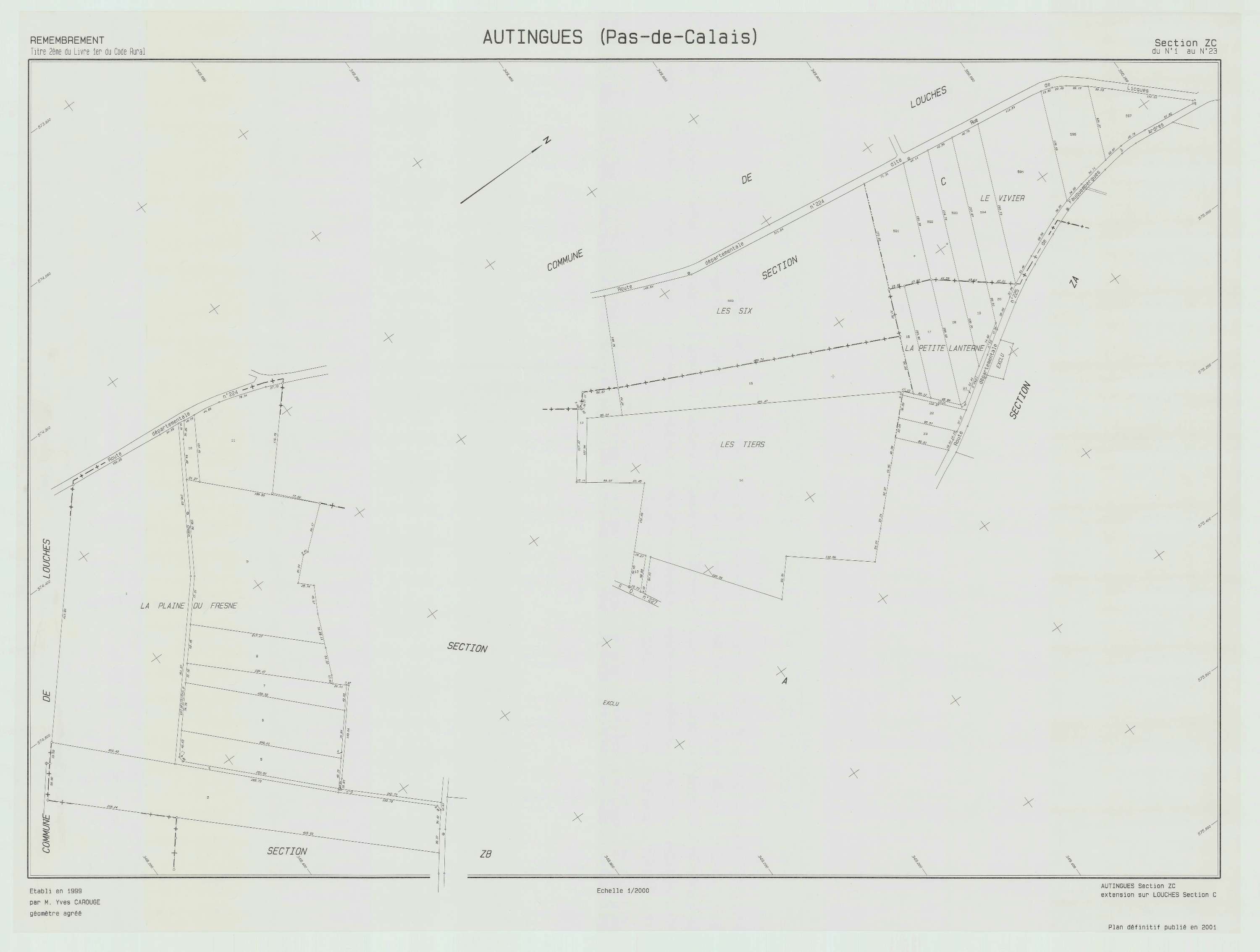 Autingues - Plan de remembrement : section ZC.