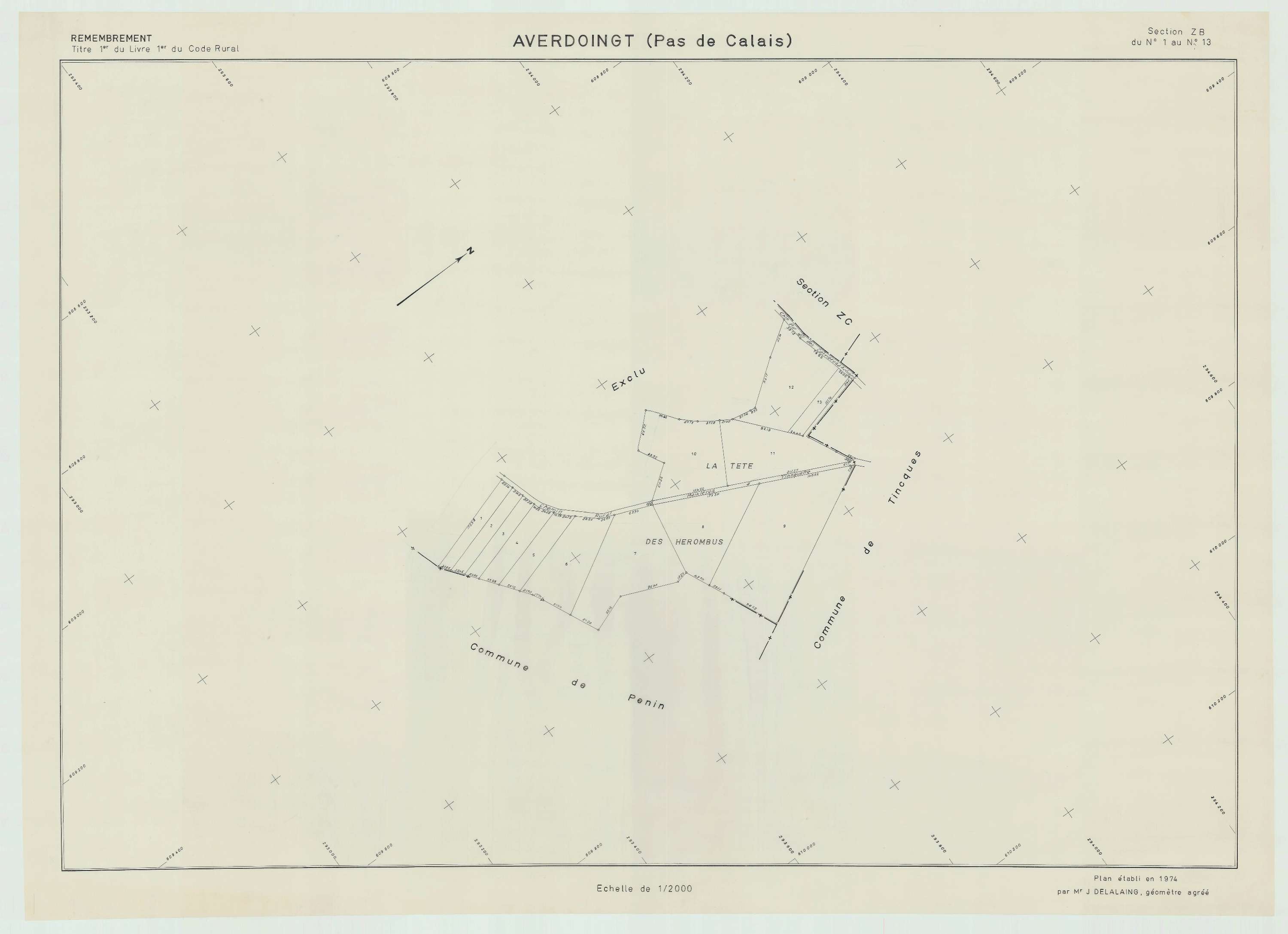 Averdoingt - Plan de remembrement : section ZB.