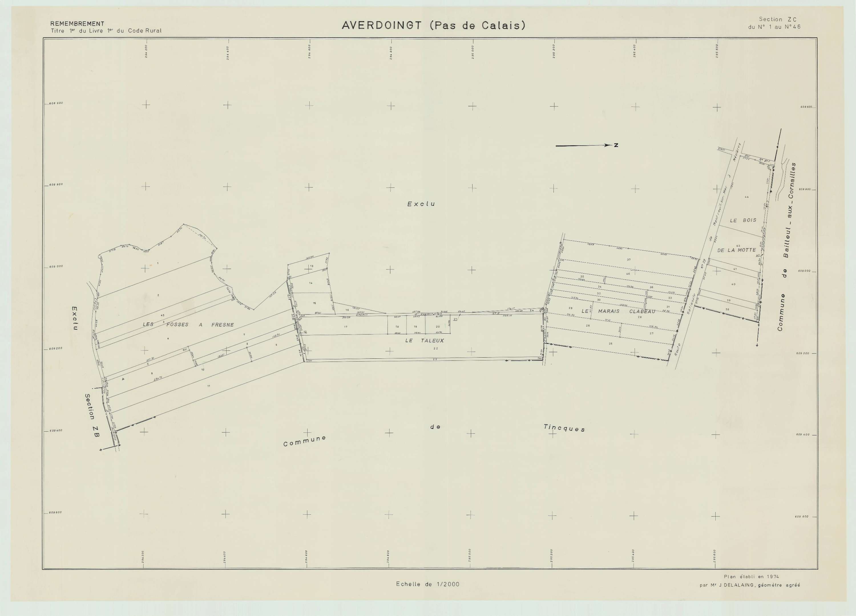 Averdoingt - Plan de remembrement : section ZC.