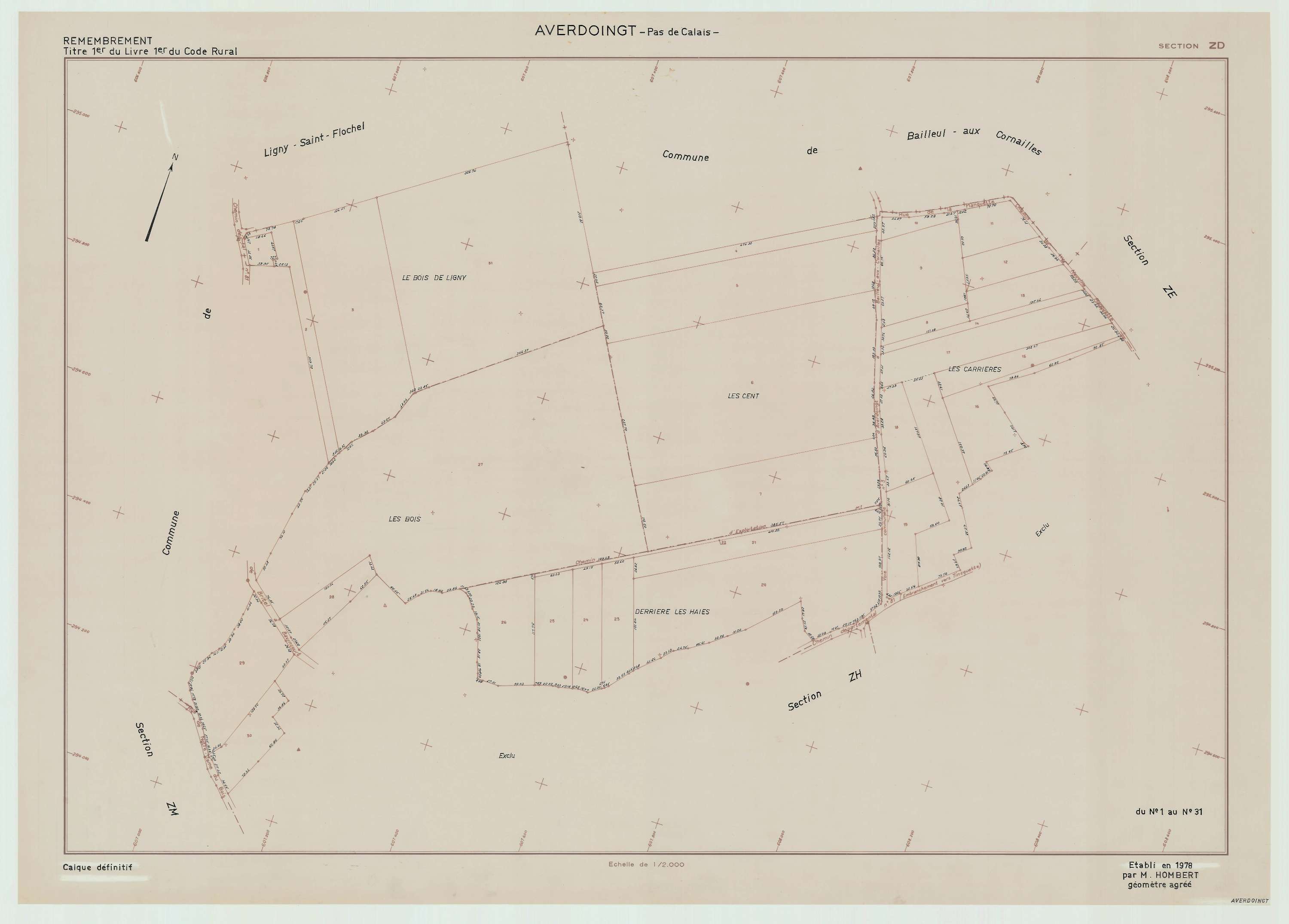 Averdoingt - Plan de remembrement : section ZD.