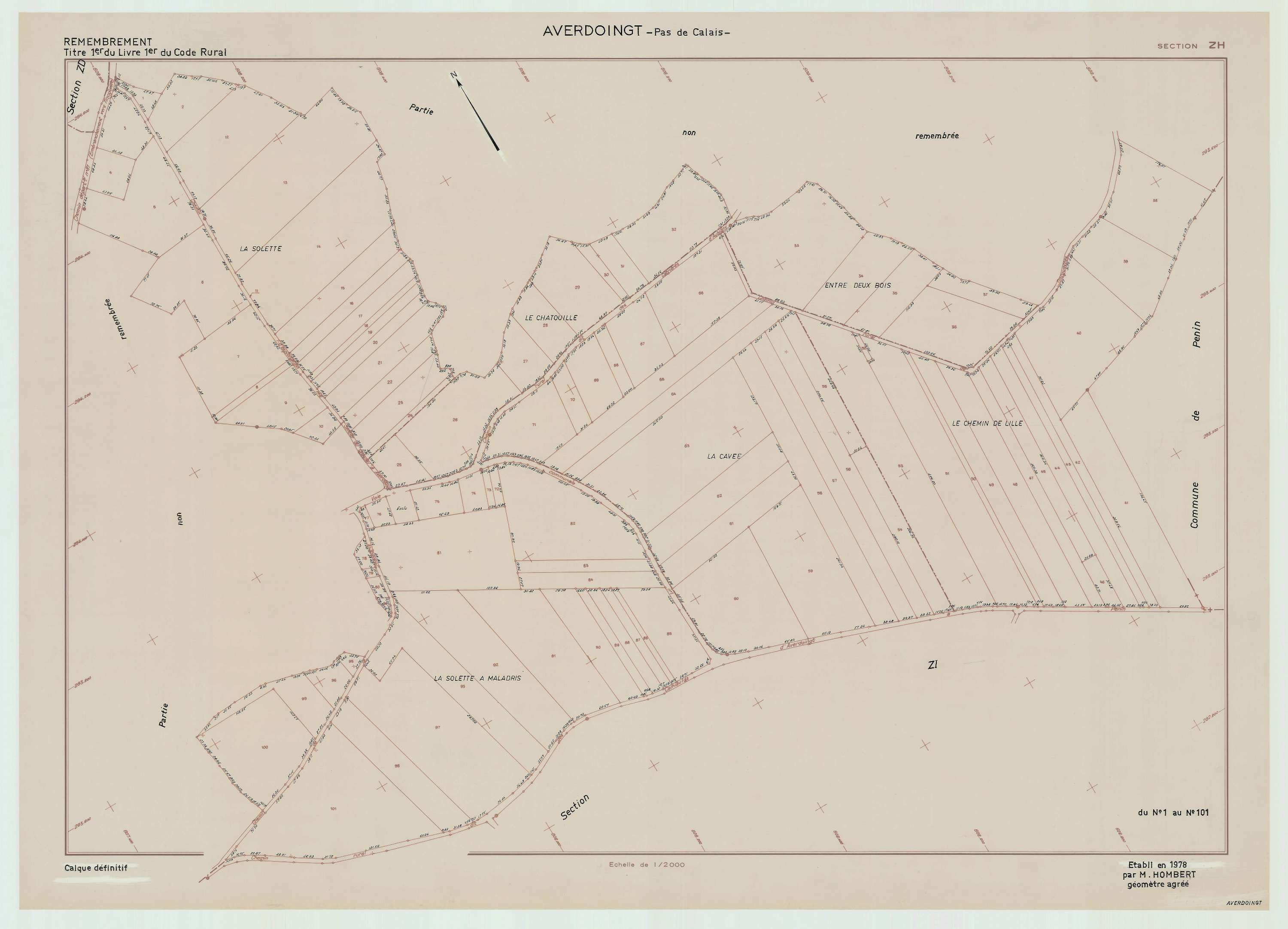 Averdoingt - Plan de remembrement : section ZH.