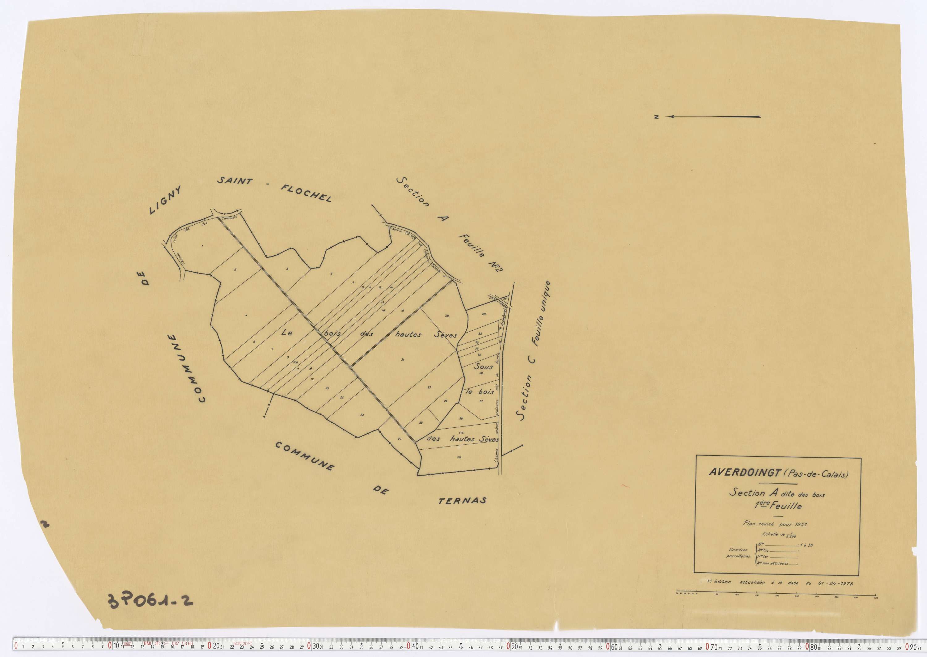 Averdoingt - Section A, feuille 1.