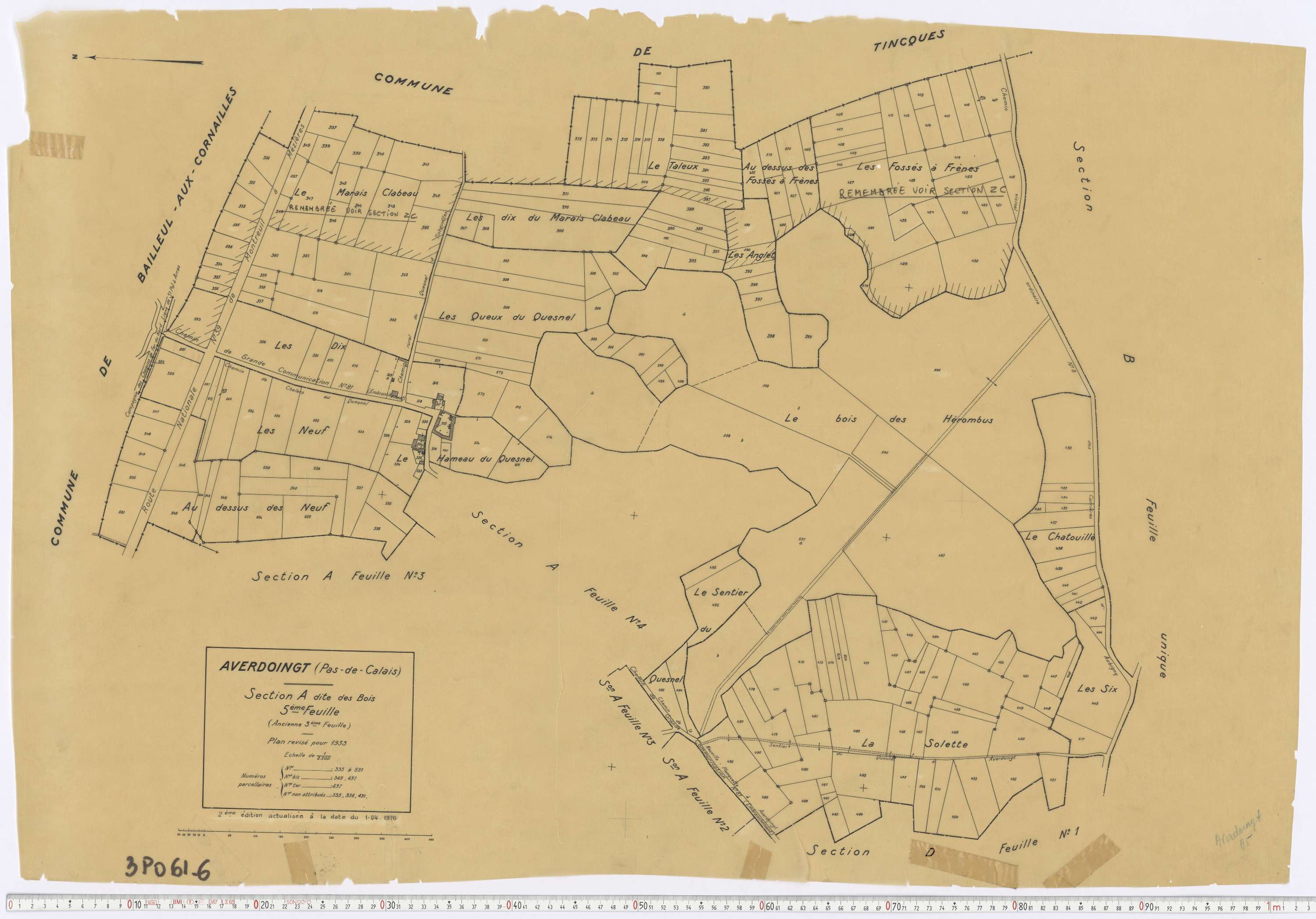 Averdoingt - Section A, feuille 5.