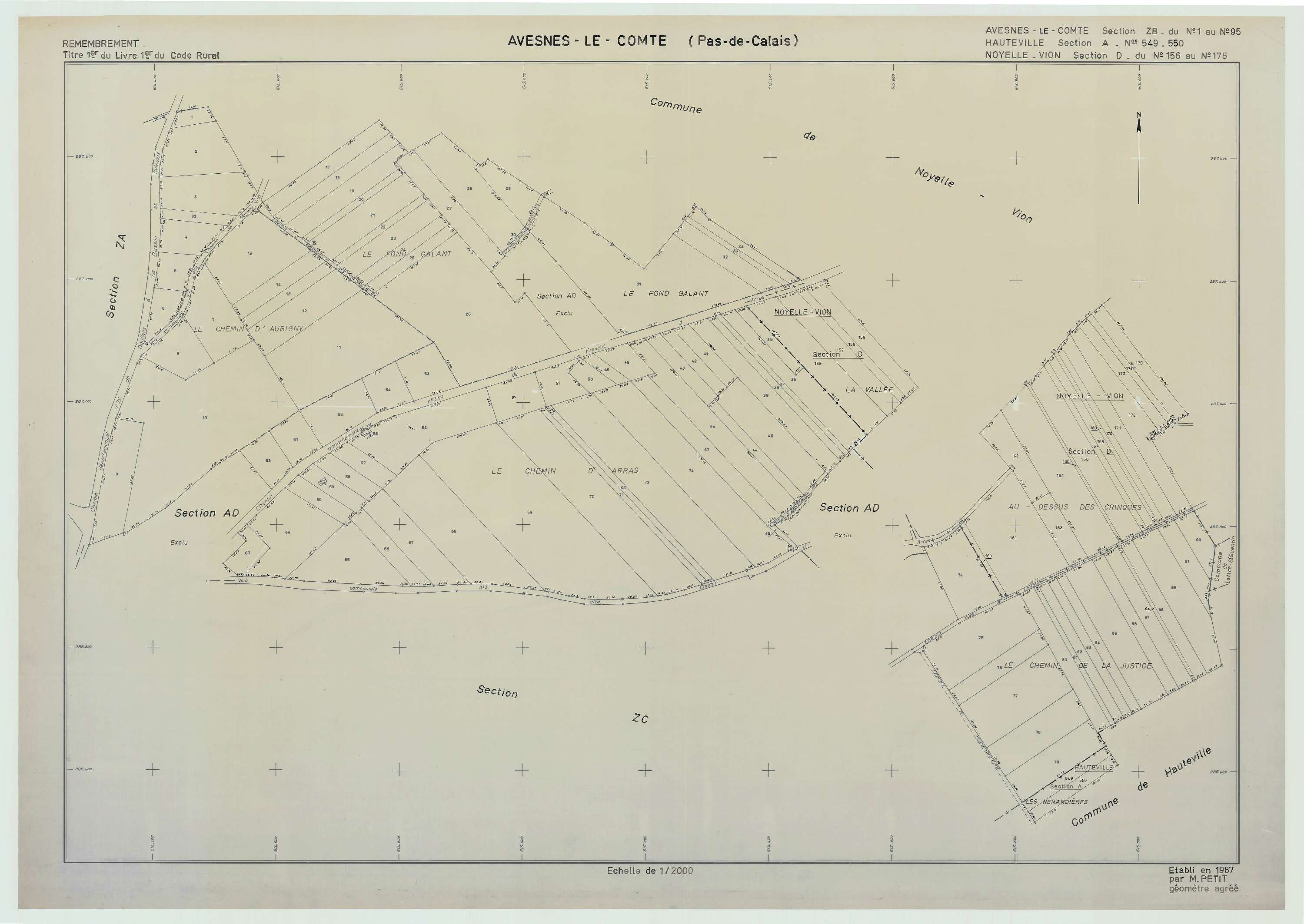 Avesnes-le-Comte - Plan de remembrement : section ZB.
