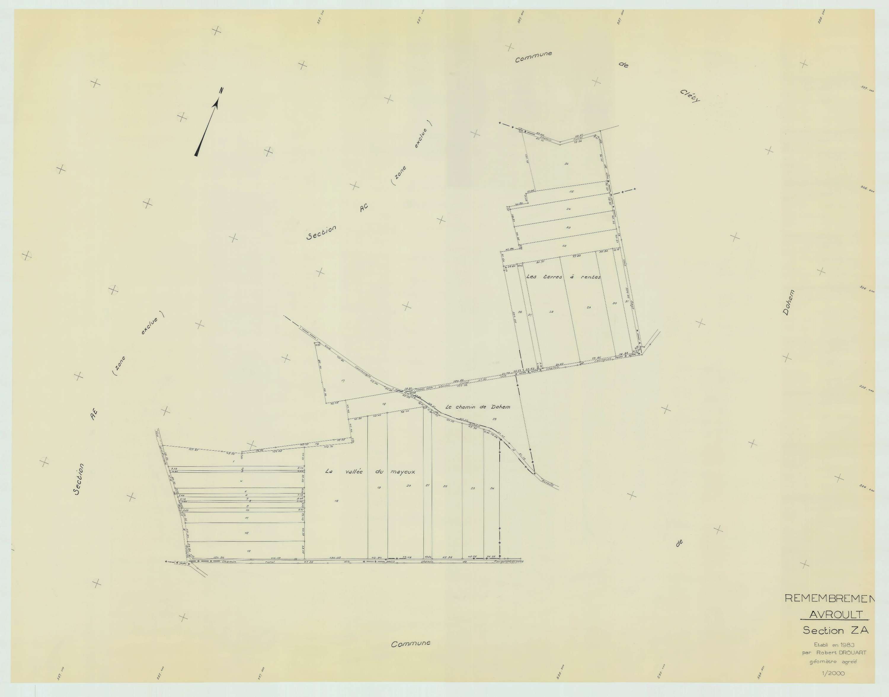 Avroult - Plan de remembrement : section ZA.