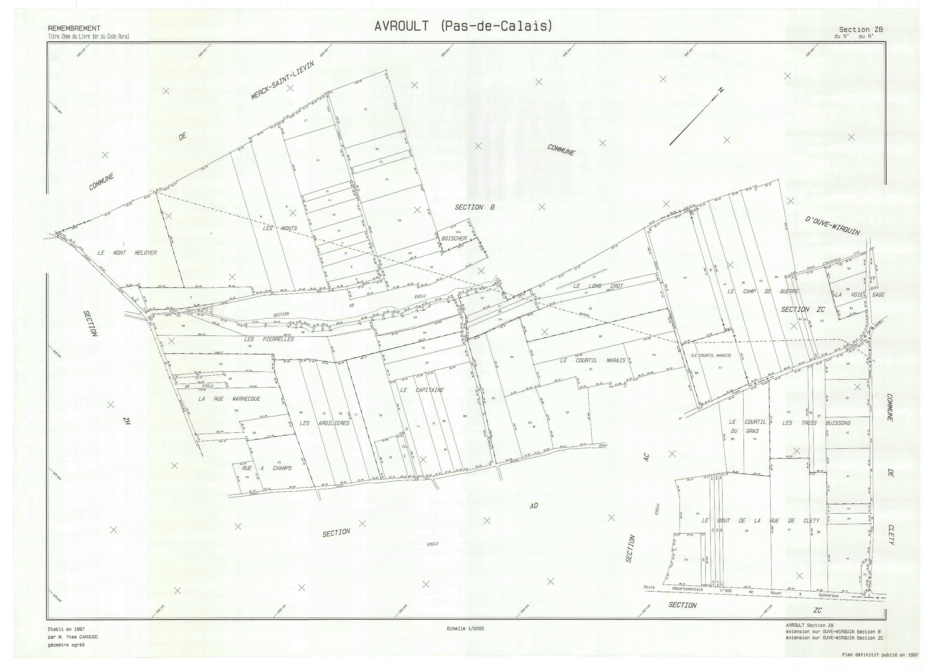 Avroult - Plan de remembrement : section ZB.