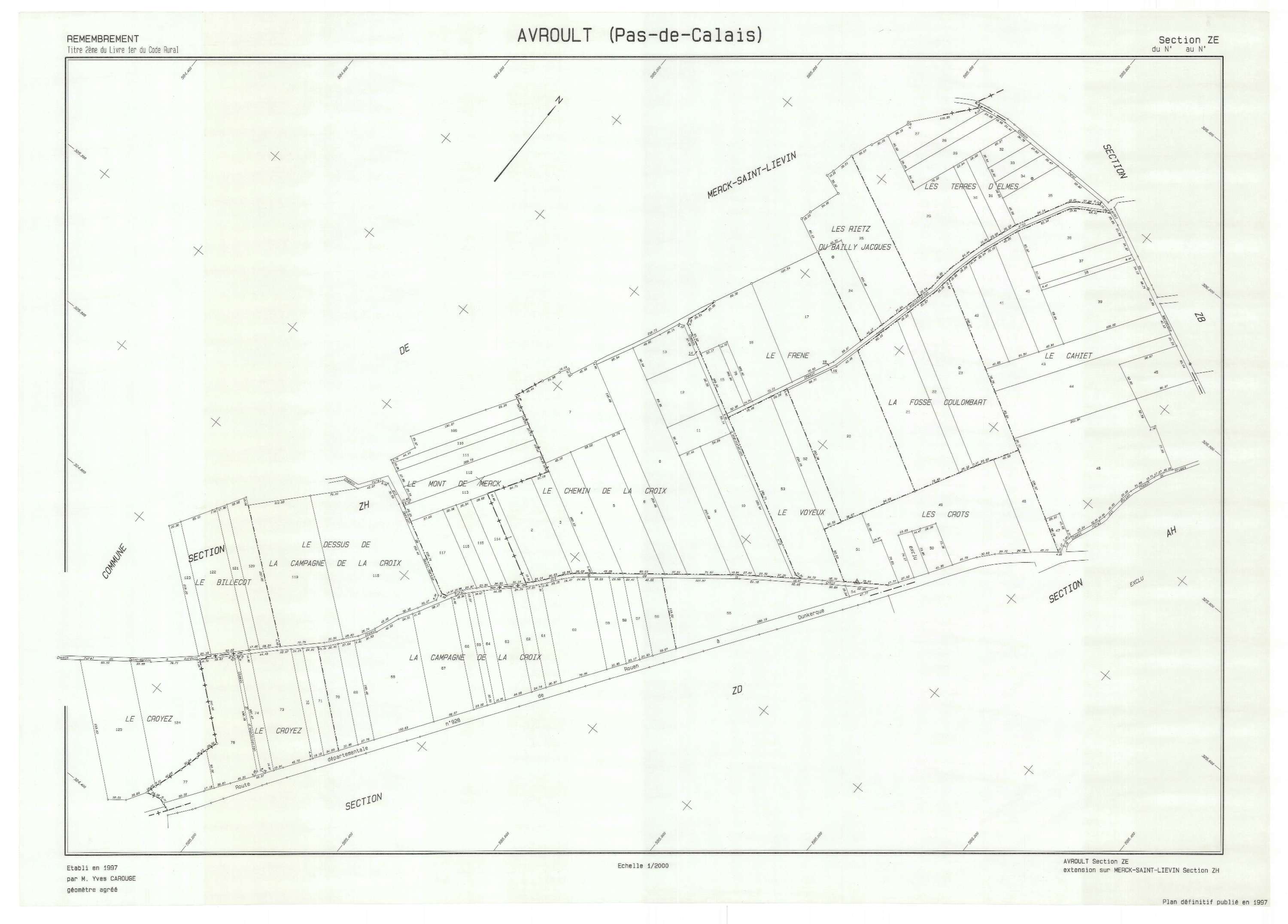 Avroult - Plan de remembrement : section ZE.